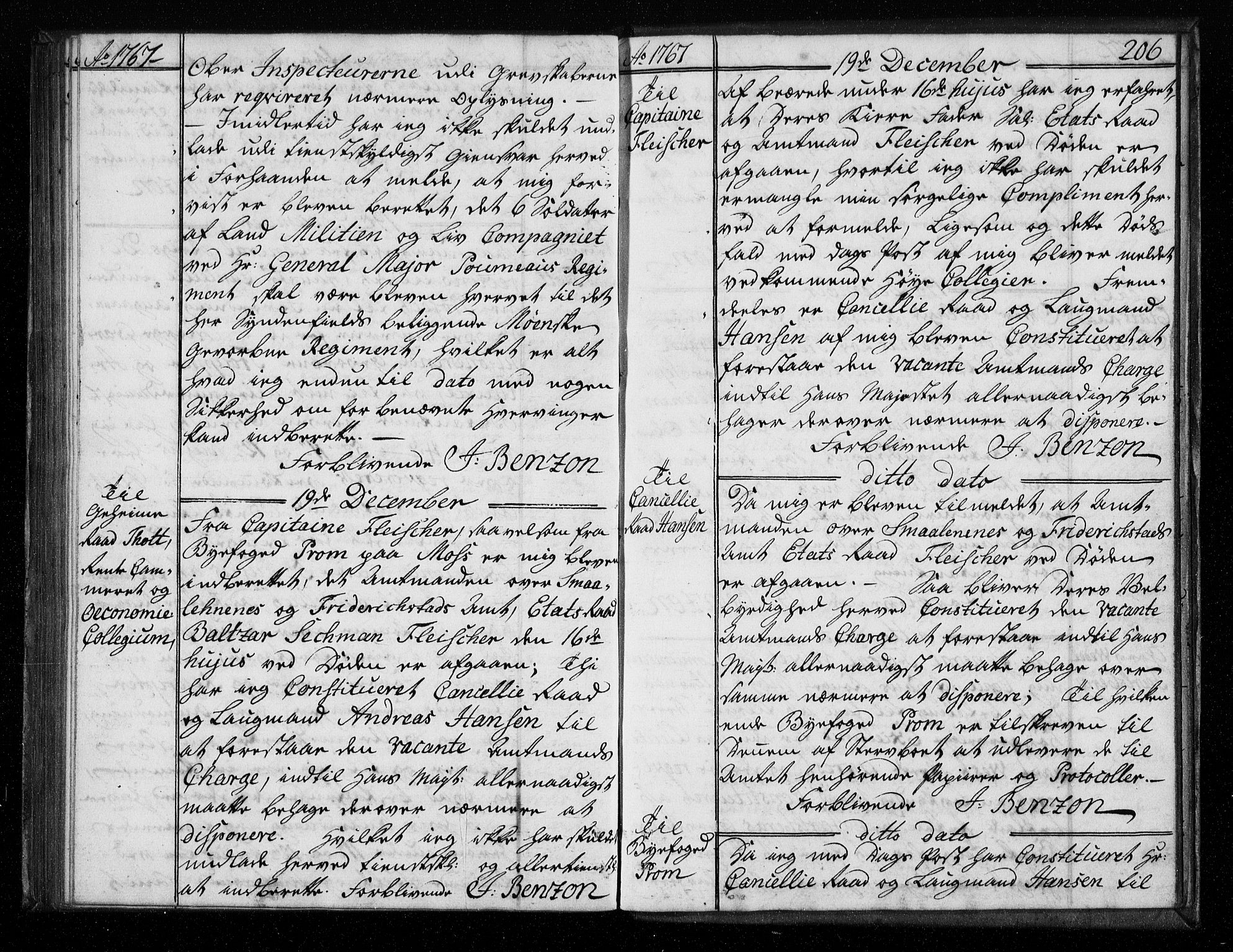 Stattholderembetet 1572-1771, AV/RA-EA-2870/Bf/L0006: Stattholderprotokoll (allmenn kopibok), 1767-1768, s. 205b-206a