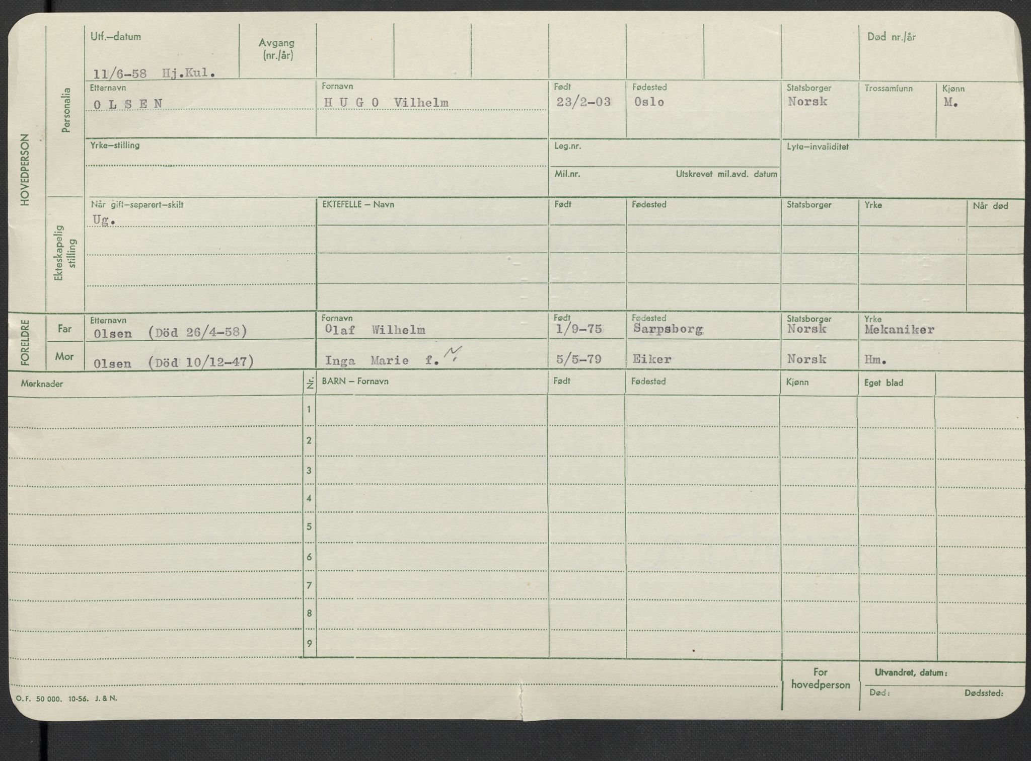 Oslo folkeregister, Registerkort, SAO/A-11715/F/Fa/Fac/L0008: Menn, 1906-1914, s. 850b