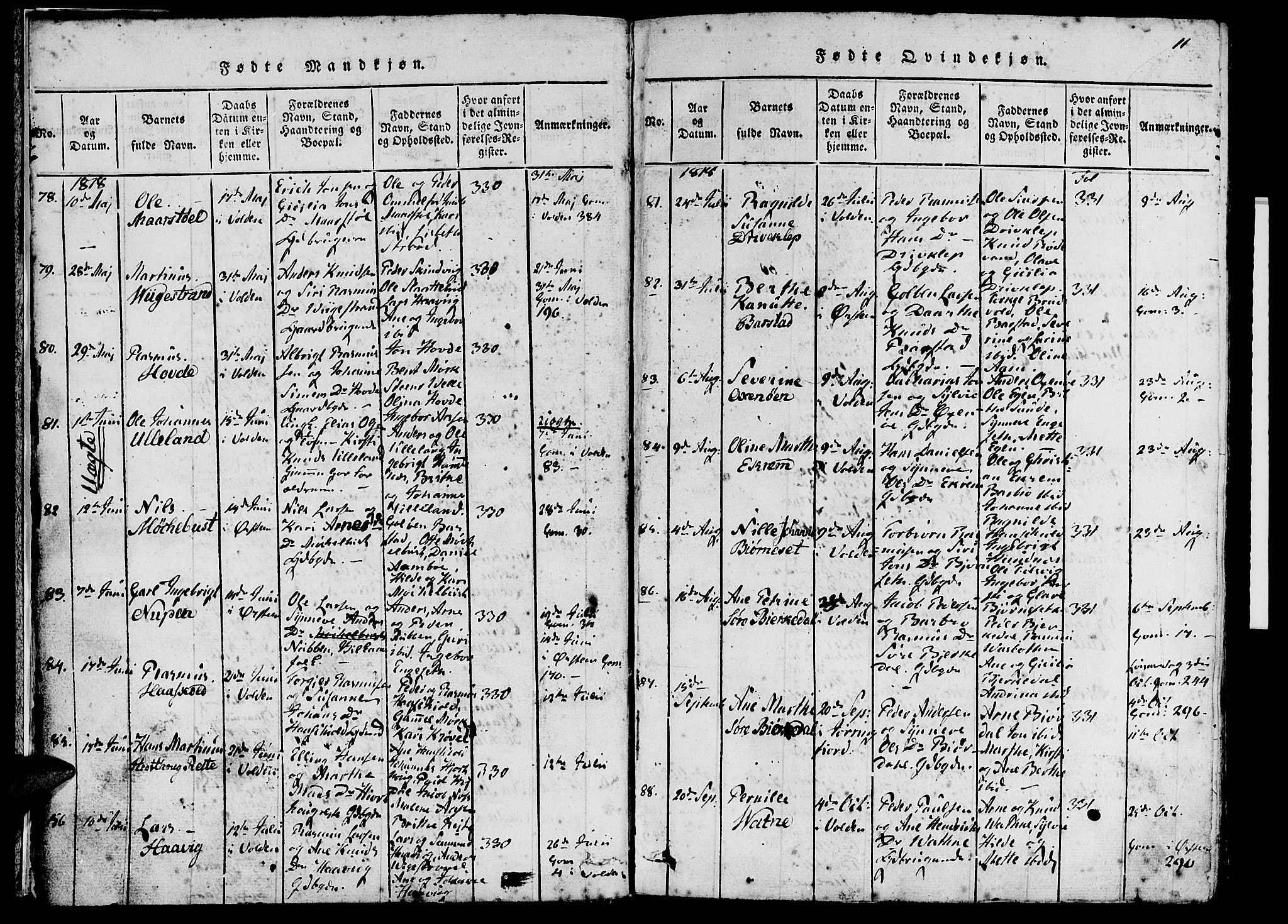 Ministerialprotokoller, klokkerbøker og fødselsregistre - Møre og Romsdal, AV/SAT-A-1454/511/L0138: Ministerialbok nr. 511A05, 1817-1832, s. 11