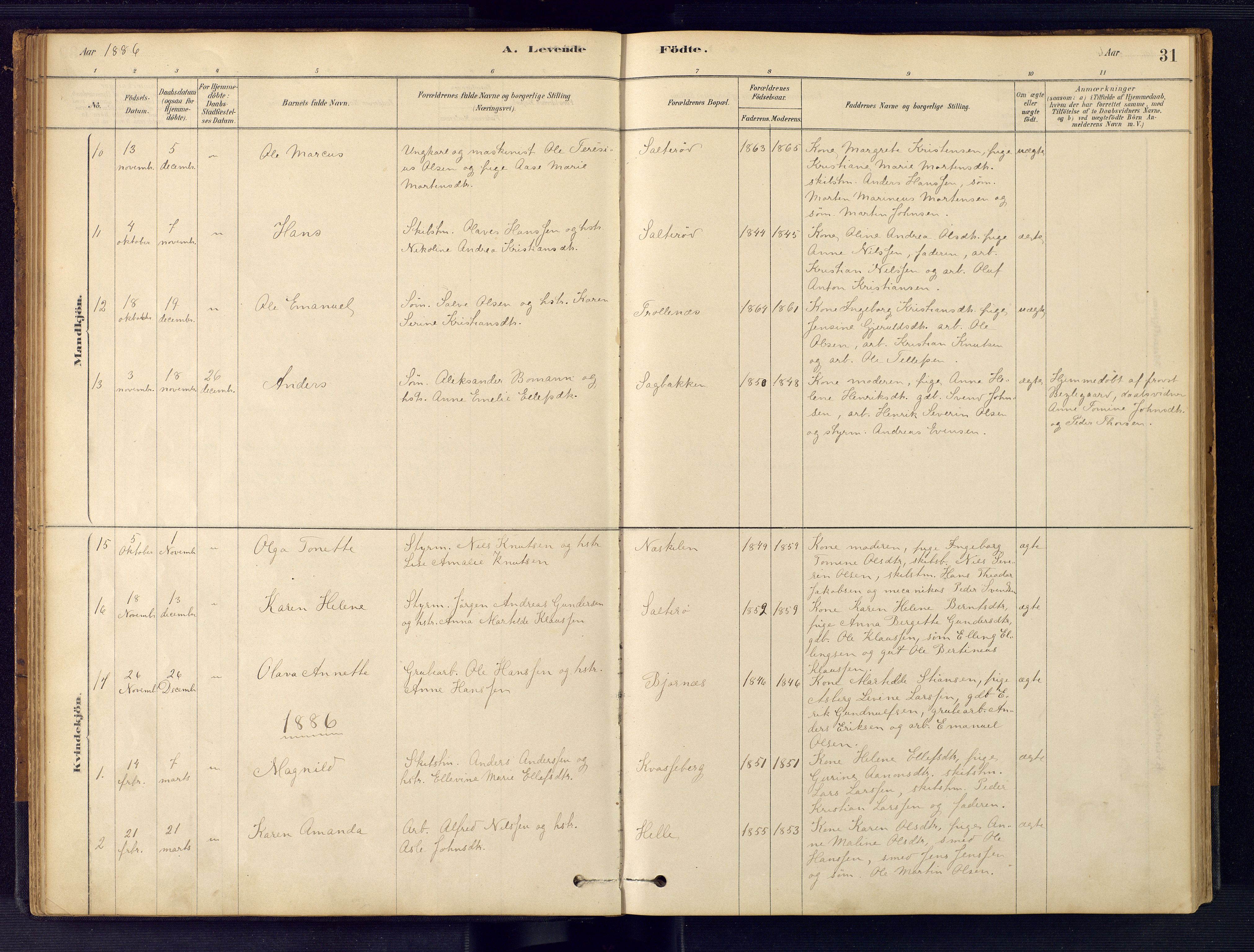 Austre Moland sokneprestkontor, AV/SAK-1111-0001/F/Fb/Fbb/L0001: Klokkerbok nr. B 1, 1878-1904, s. 31
