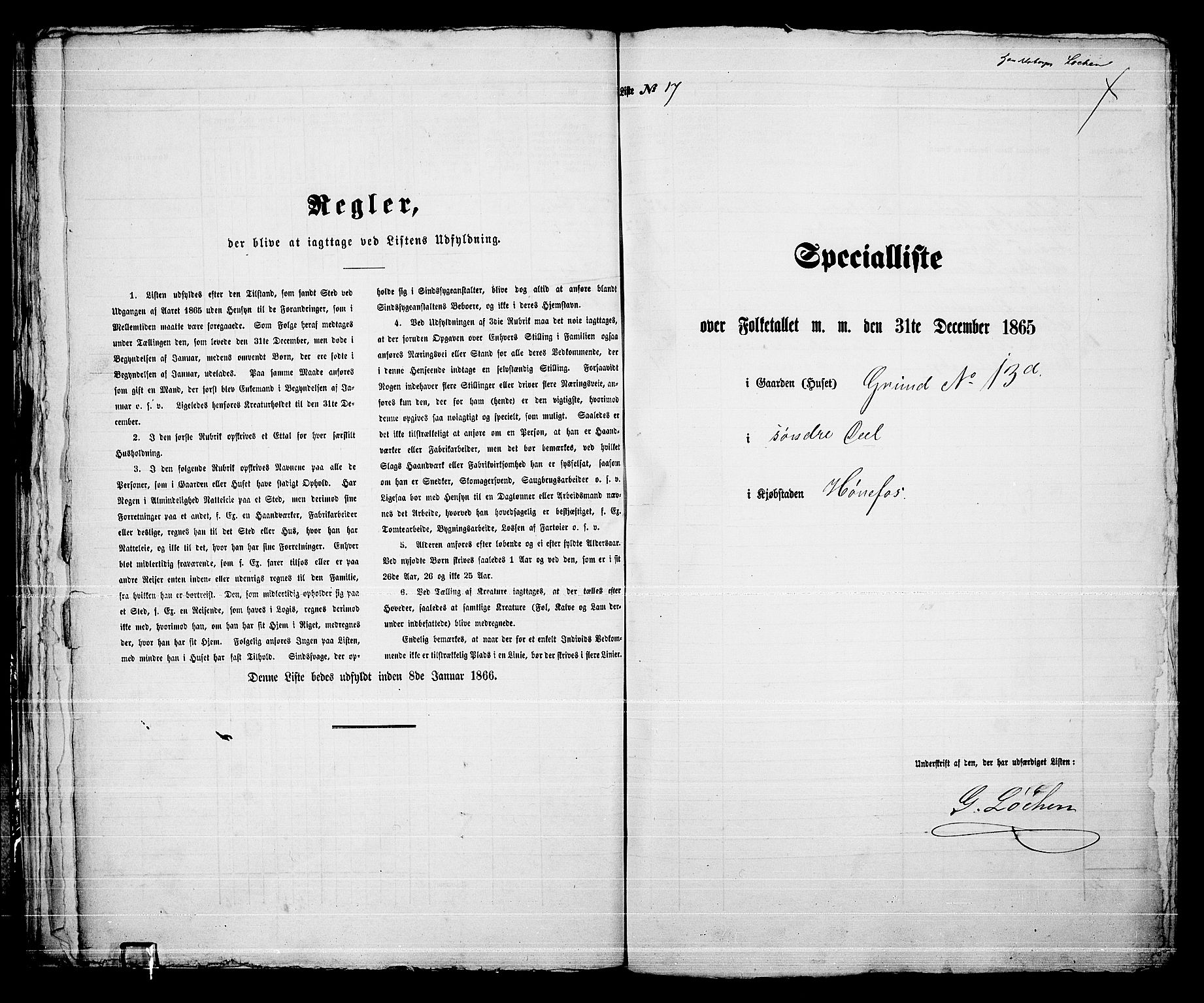 RA, Folketelling 1865 for 0601B Norderhov prestegjeld, Hønefoss kjøpstad, 1865, s. 37