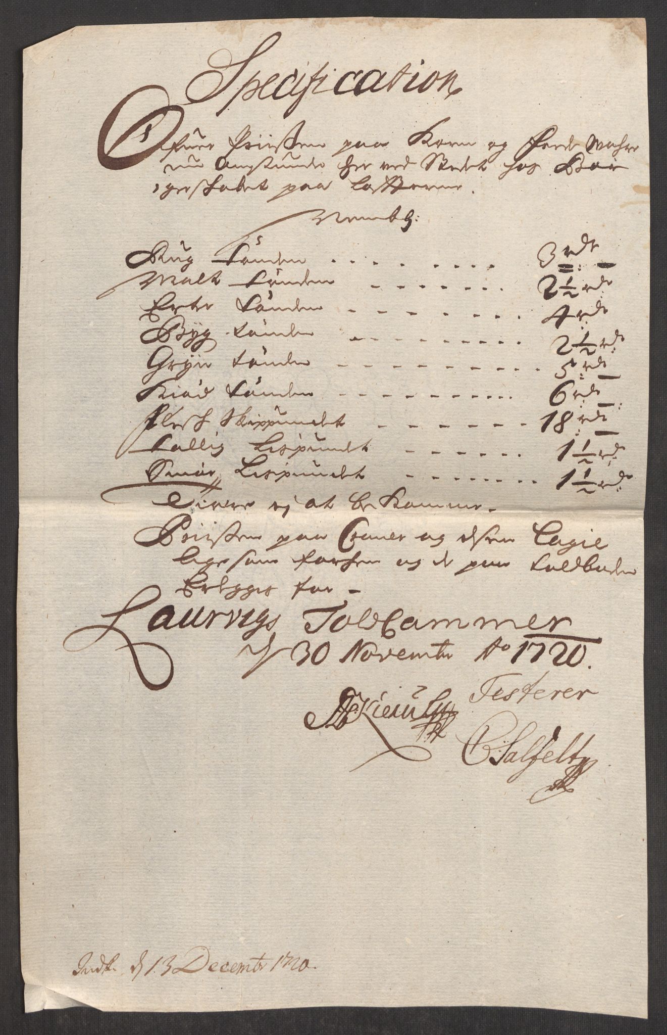 Rentekammeret inntil 1814, Realistisk ordnet avdeling, AV/RA-EA-4070/Oe/L0001: [Ø1]: Priskuranter, 1712-1739, s. 224