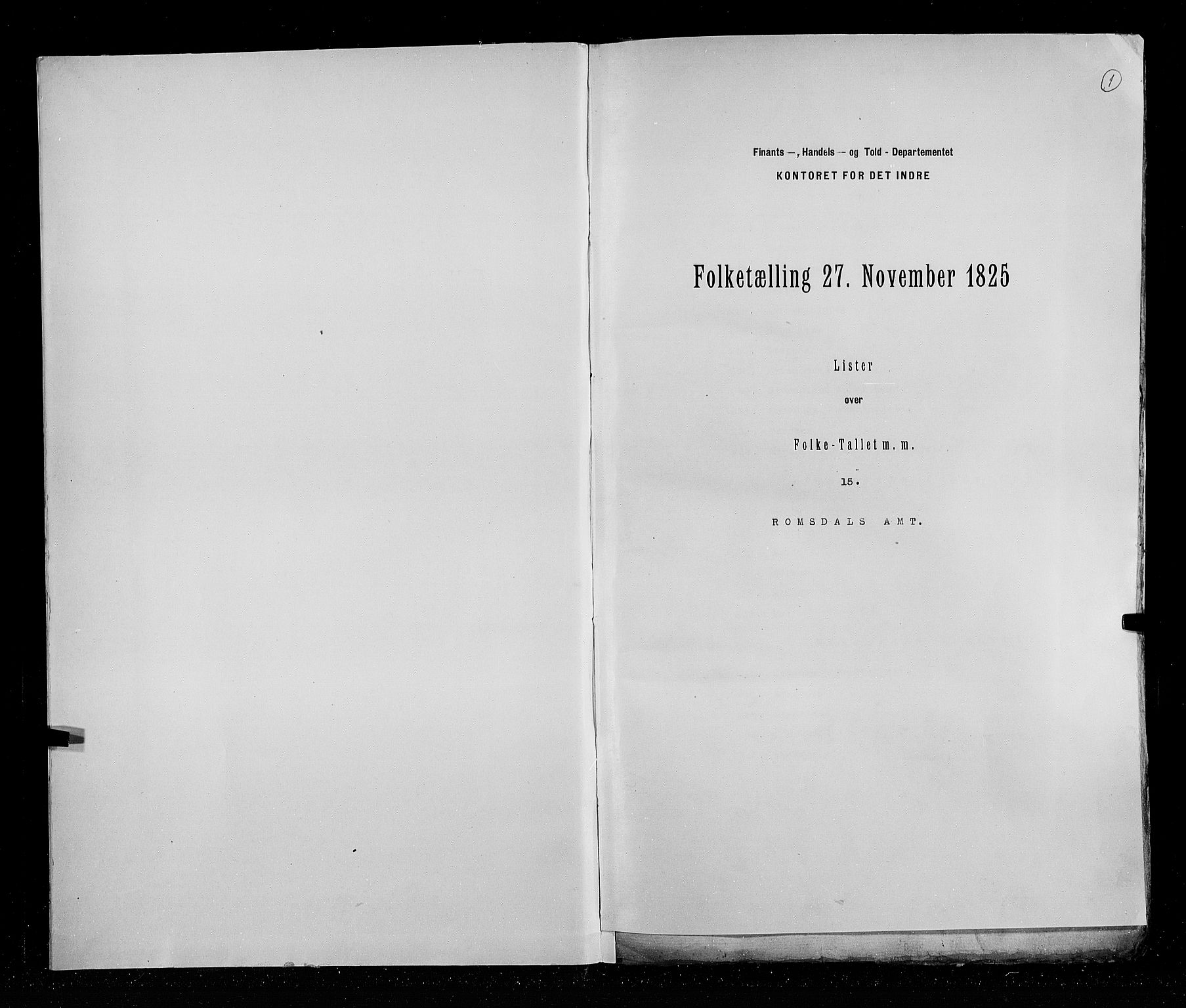 RA, Folketellingen 1825, bind 15: Romsdal amt, 1825, s. 1