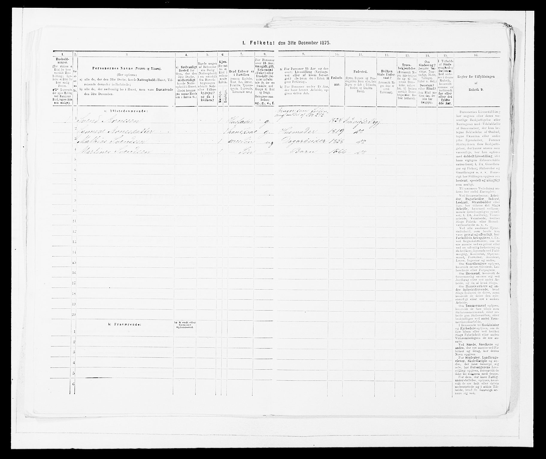 SAB, Folketelling 1875 for 1447P Innvik prestegjeld, 1875, s. 541