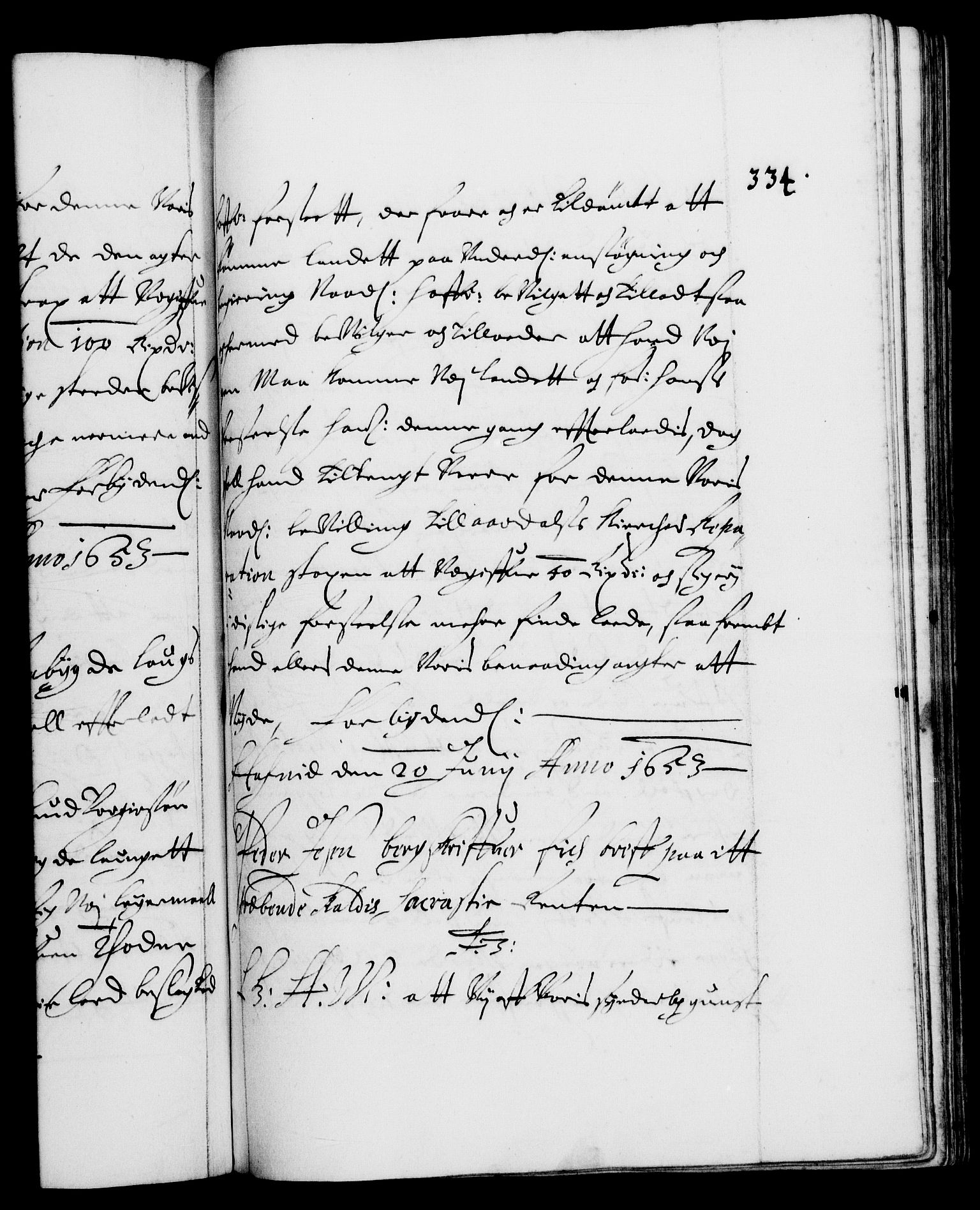 Danske Kanselli 1572-1799, AV/RA-EA-3023/F/Fc/Fca/Fcaa/L0008: Norske registre (mikrofilm), 1651-1656, s. 334a