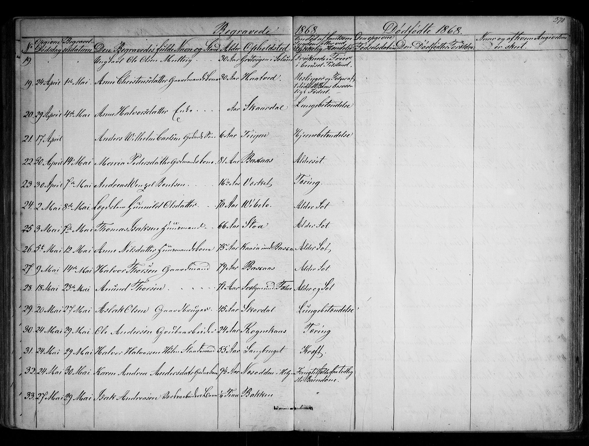 Holla kirkebøker, AV/SAKO-A-272/G/Ga/L0004: Klokkerbok nr. I 4, 1867-1890, s. 370