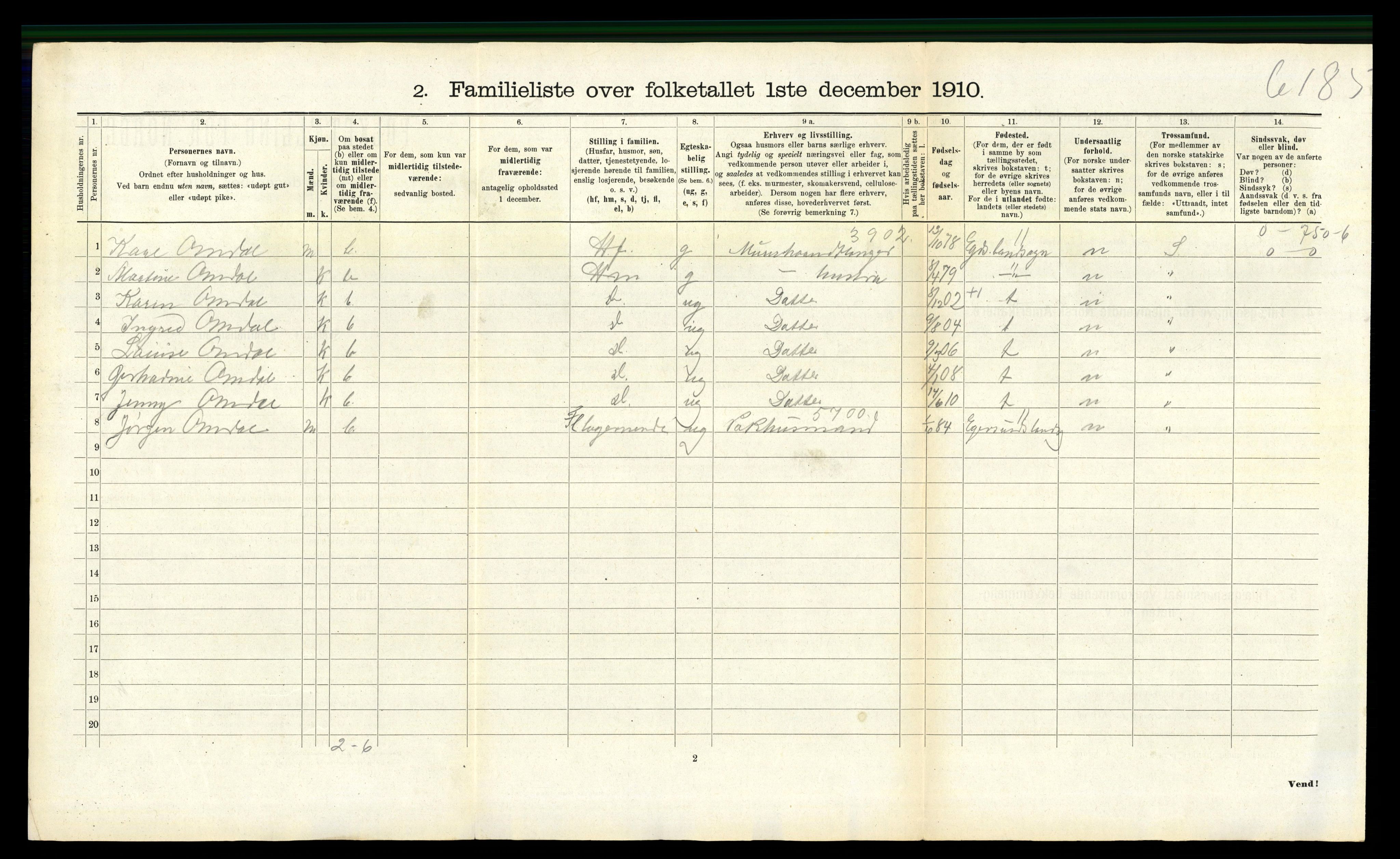 RA, Folketelling 1910 for 1101 Egersund ladested, 1910, s. 1450