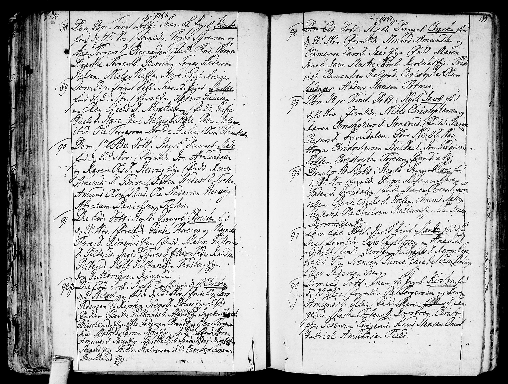 Modum kirkebøker, AV/SAKO-A-234/F/Fa/L0002: Ministerialbok nr. 2, 1741-1782, s. 170-171