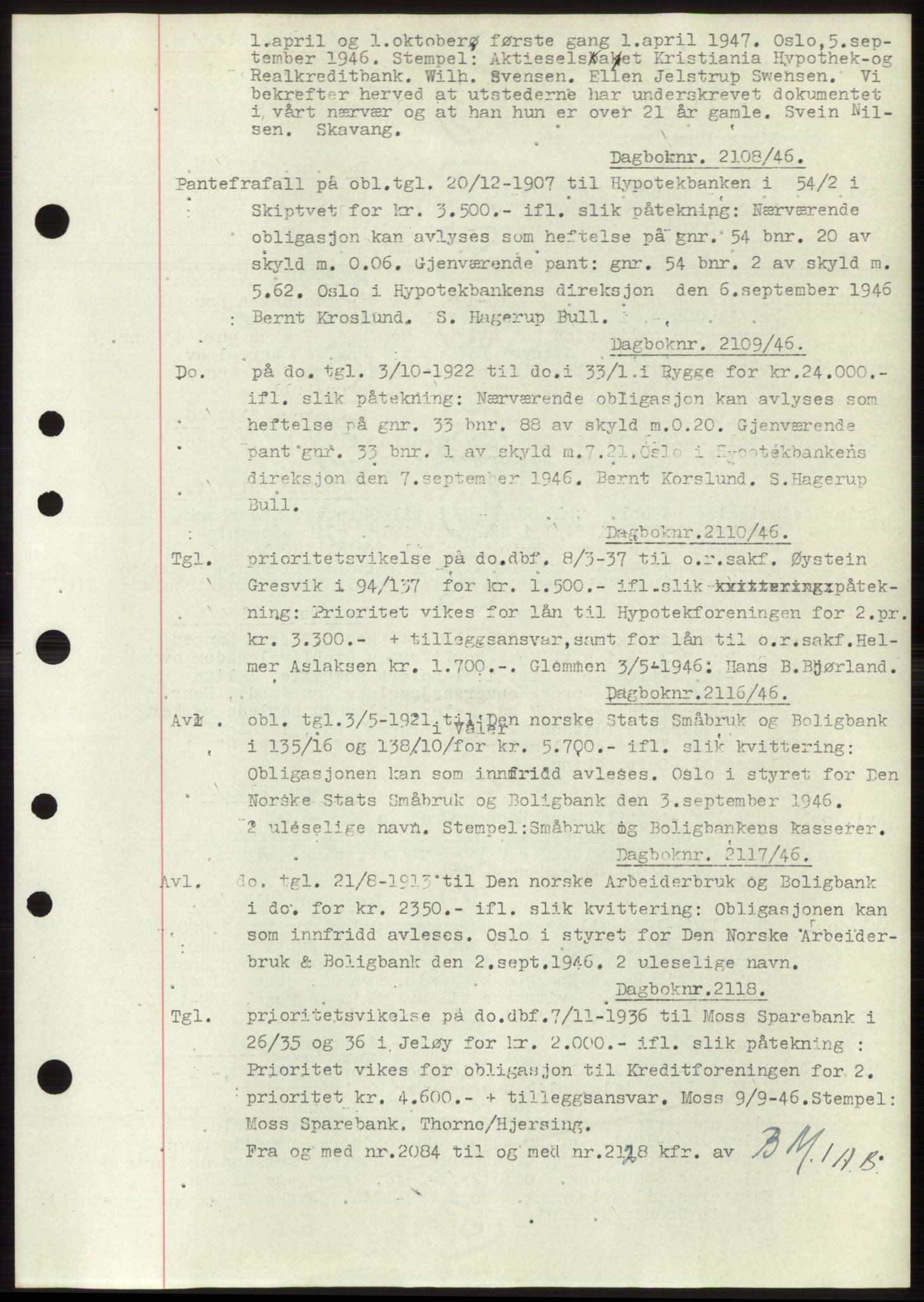 Moss sorenskriveri, SAO/A-10168: Pantebok nr. C10, 1938-1950, Dagboknr: 2108/1946