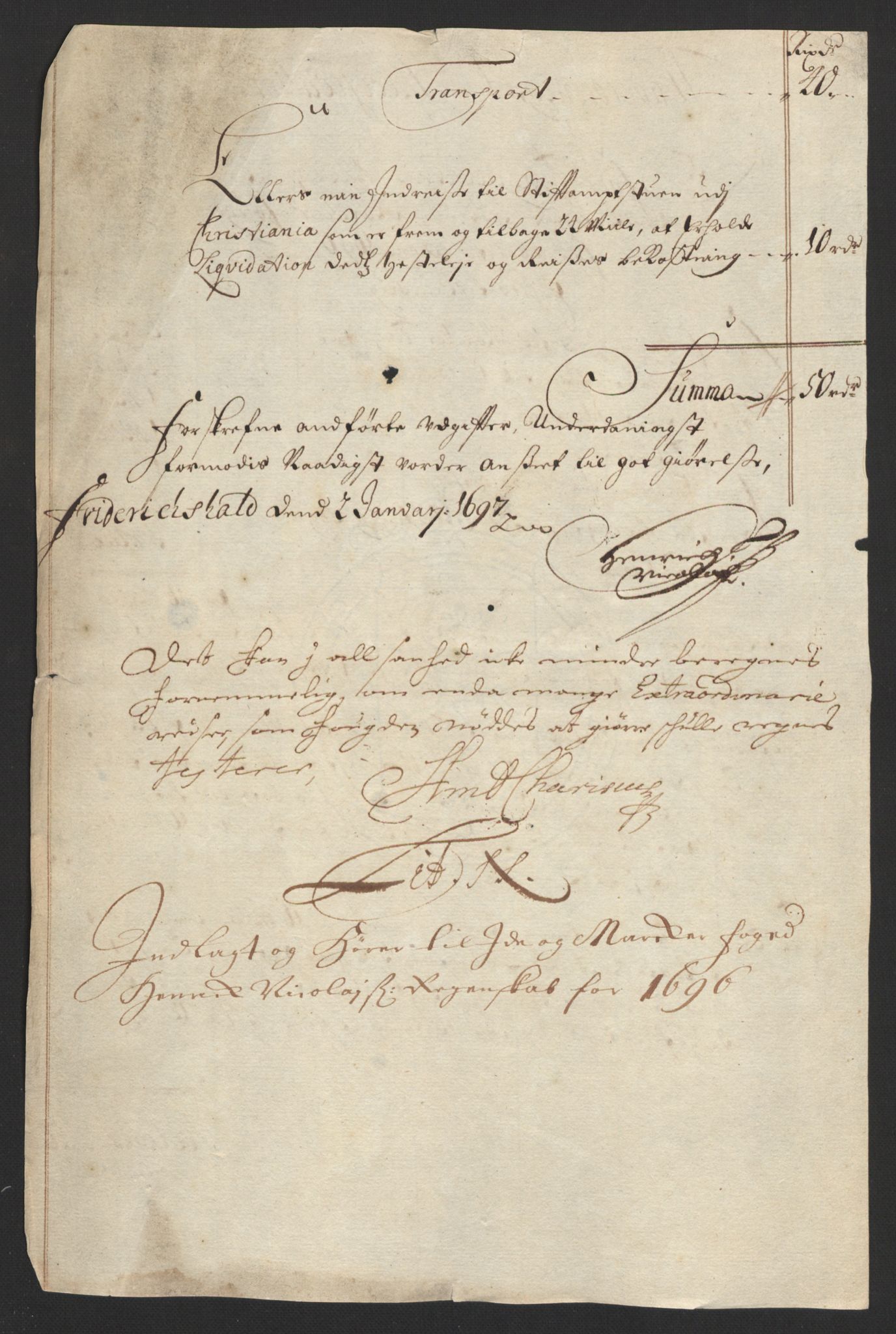 Rentekammeret inntil 1814, Reviderte regnskaper, Fogderegnskap, RA/EA-4092/R01/L0013: Fogderegnskap Idd og Marker, 1696-1698, s. 166