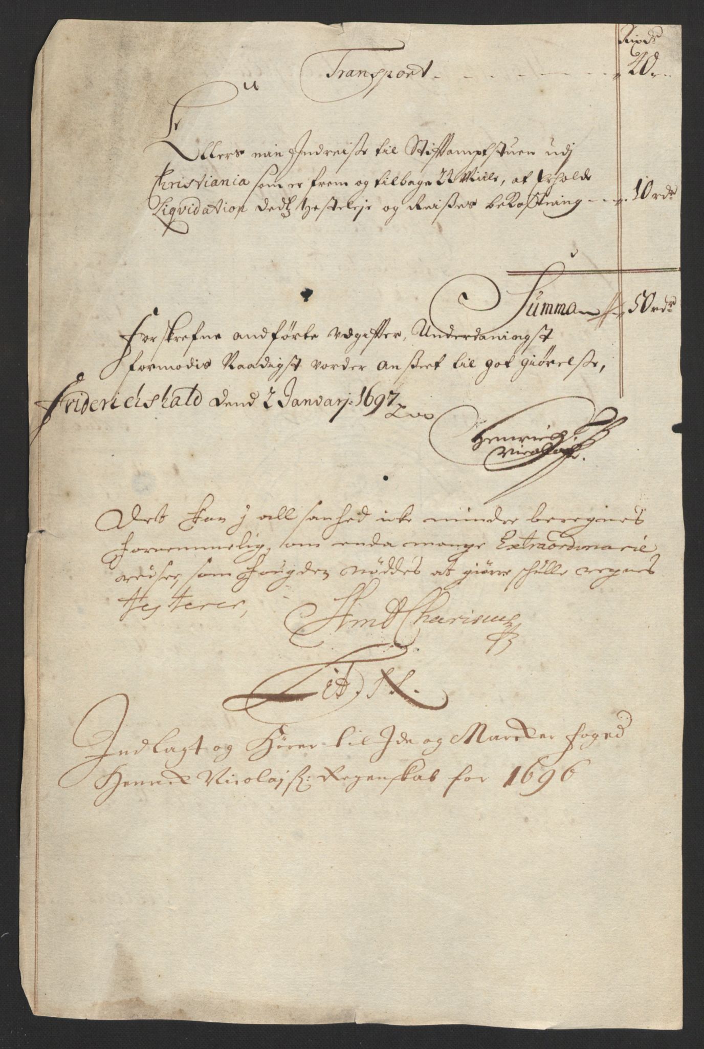 Rentekammeret inntil 1814, Reviderte regnskaper, Fogderegnskap, AV/RA-EA-4092/R01/L0013: Fogderegnskap Idd og Marker, 1696-1698, s. 166