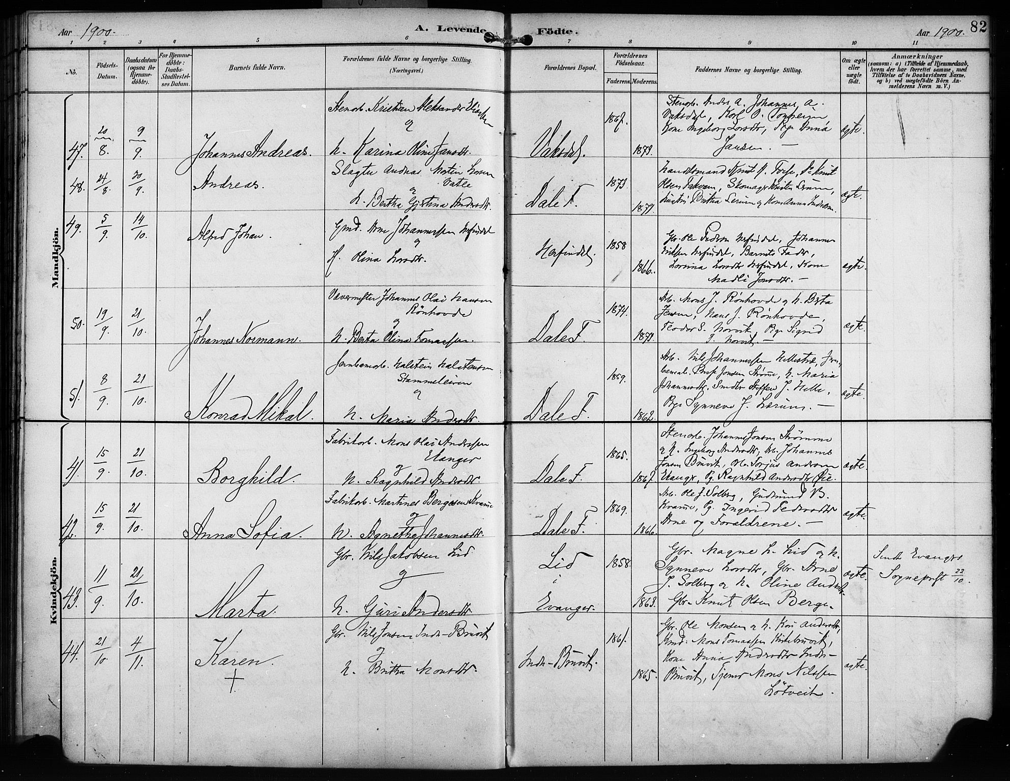 Bruvik Sokneprestembete, AV/SAB-A-74701/H/Haa: Ministerialbok nr. B 2, 1893-1903, s. 82