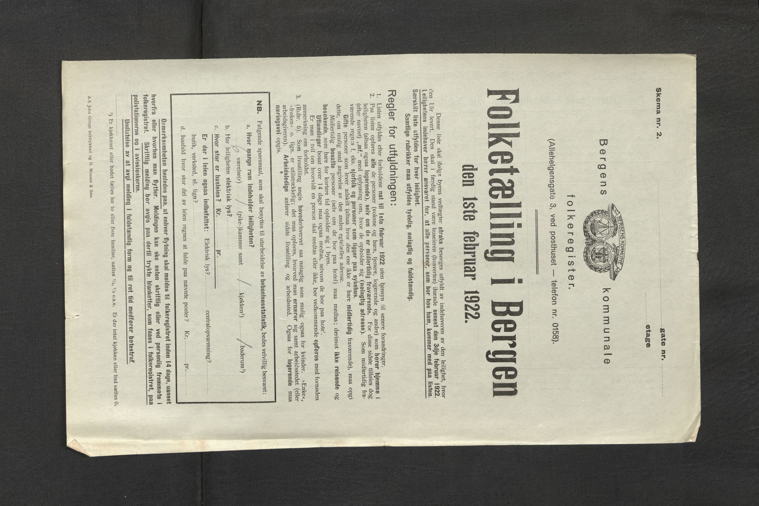 SAB, Kommunal folketelling 1922 for Bergen kjøpstad, 1922, s. 2459