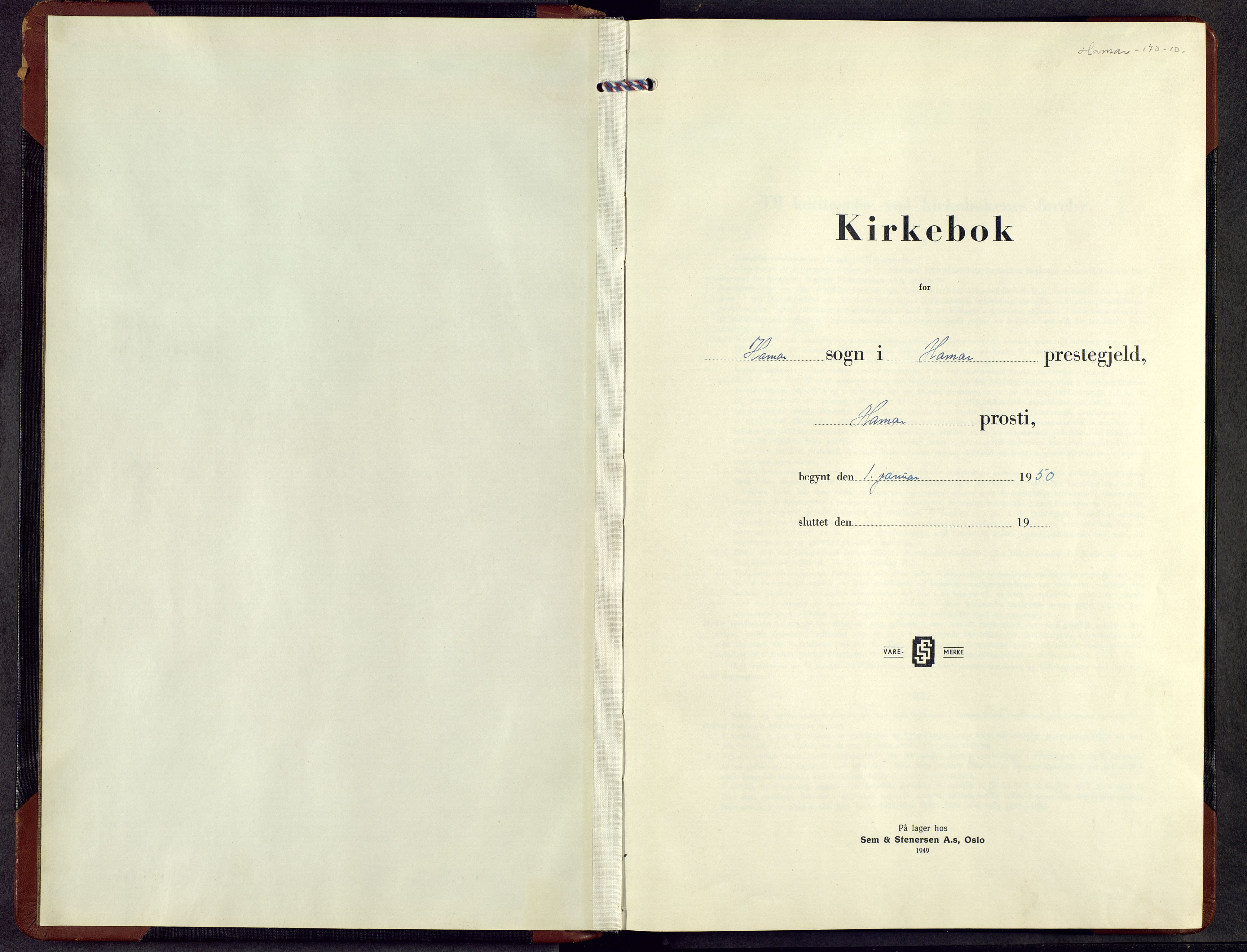 Hamar prestekontor, AV/SAH-DOMPH-002/H/Ha/Hab/L0009: Klokkerbok nr. 9, 1950-1956