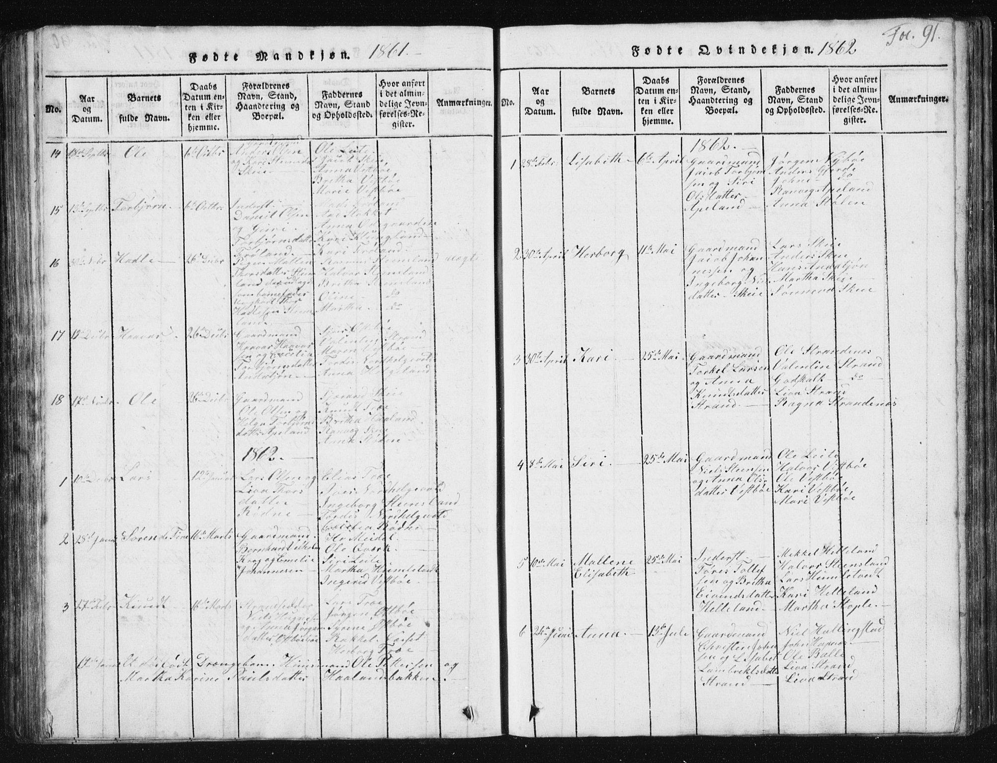 Vikedal sokneprestkontor, AV/SAST-A-101840/01/V: Klokkerbok nr. B 2, 1816-1863, s. 91