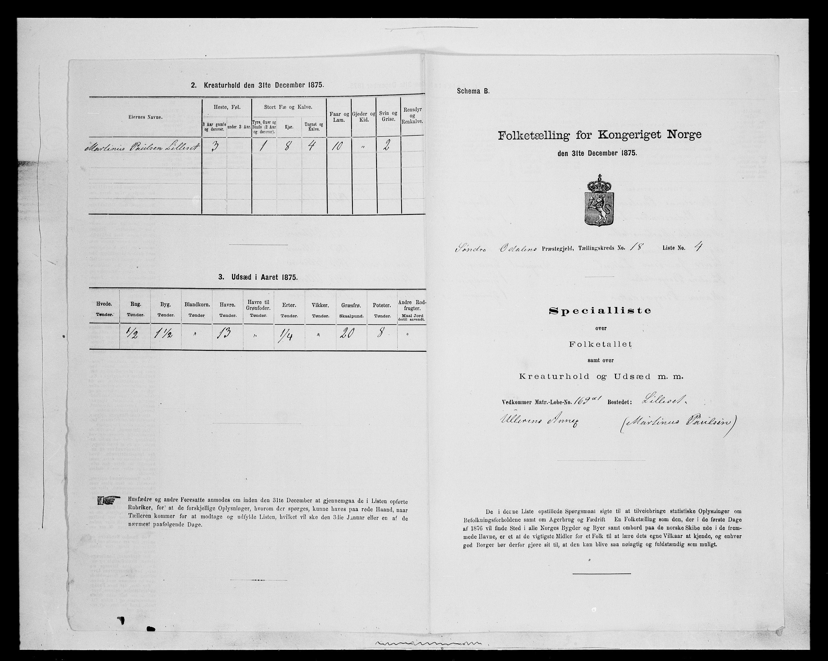 SAH, Folketelling 1875 for 0419P Sør-Odal prestegjeld, 1875, s. 1465