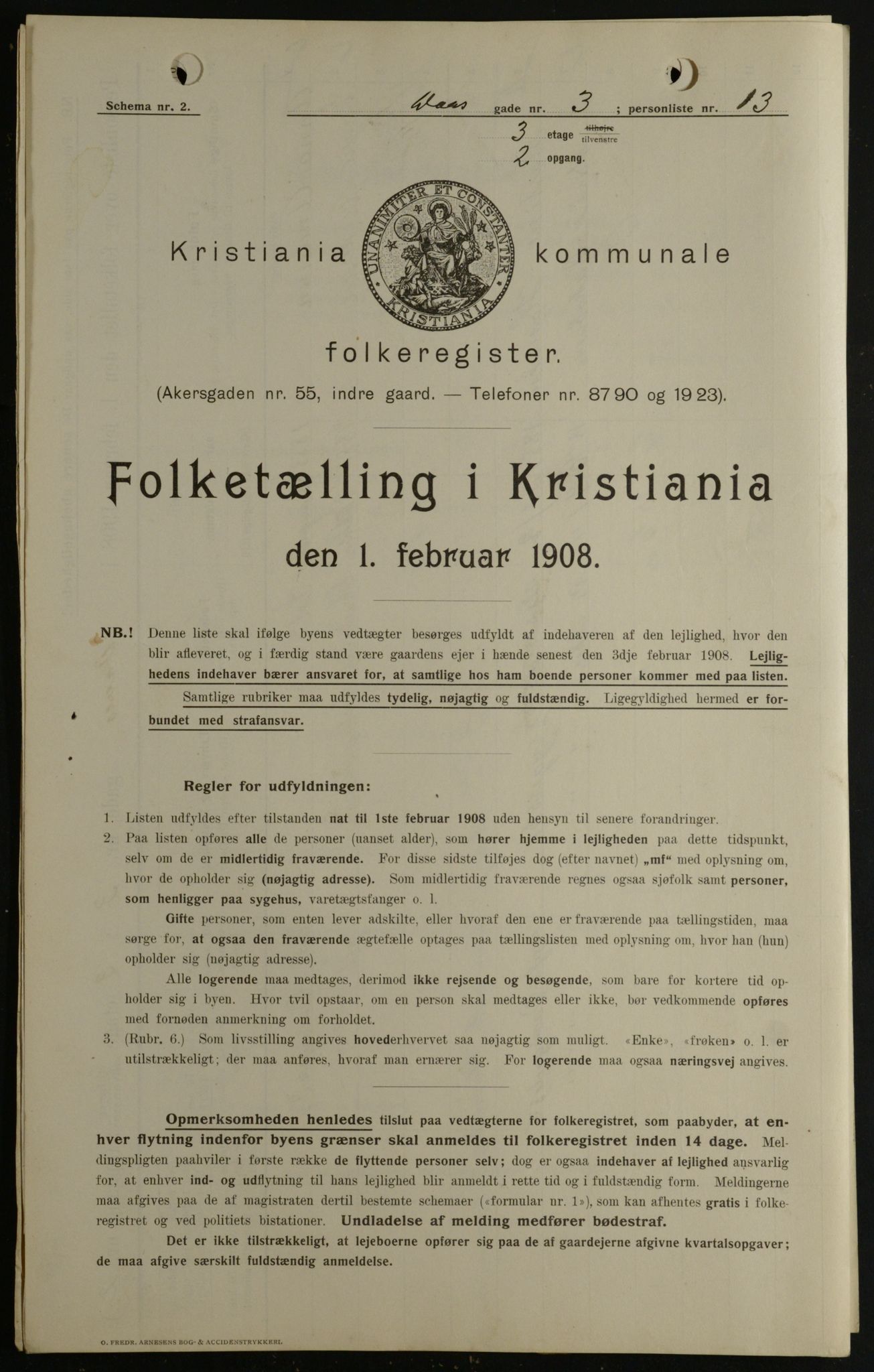 OBA, Kommunal folketelling 1.2.1908 for Kristiania kjøpstad, 1908, s. 16575