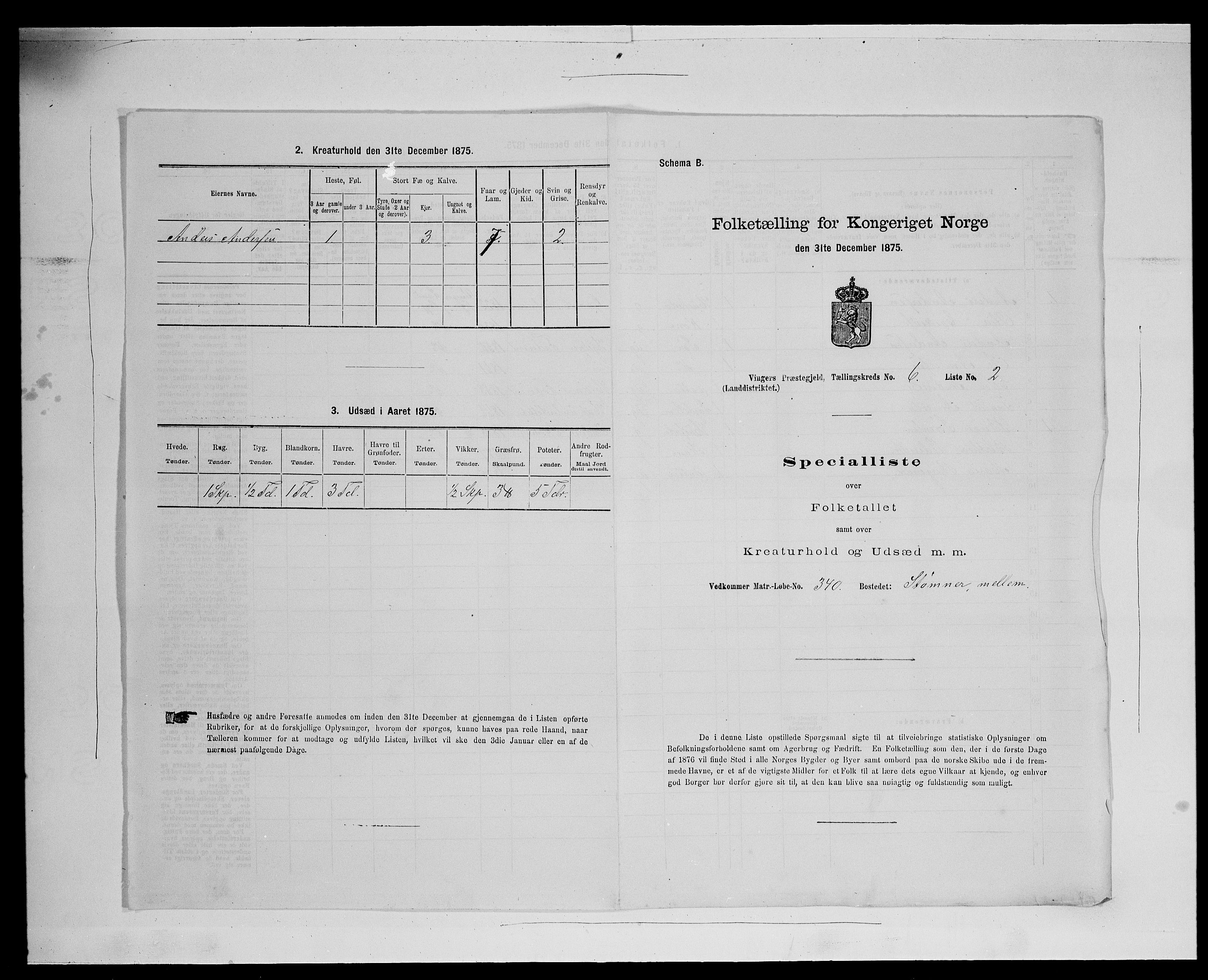 SAH, Folketelling 1875 for 0421L Vinger prestegjeld, Vinger sokn og Austmarka sokn, 1875, s. 943