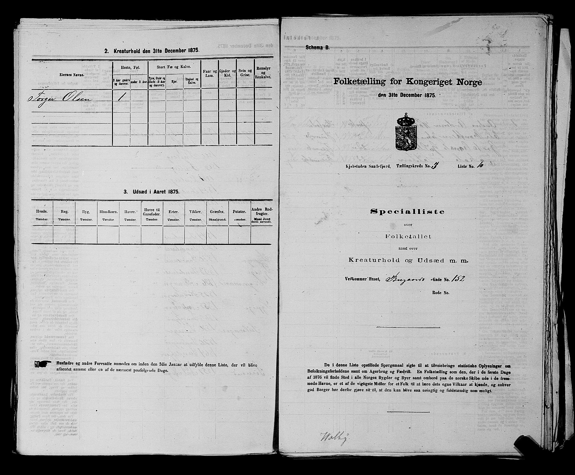 SAKO, Folketelling 1875 for 0706B Sandeherred prestegjeld, Sandefjord kjøpstad, 1875, s. 373