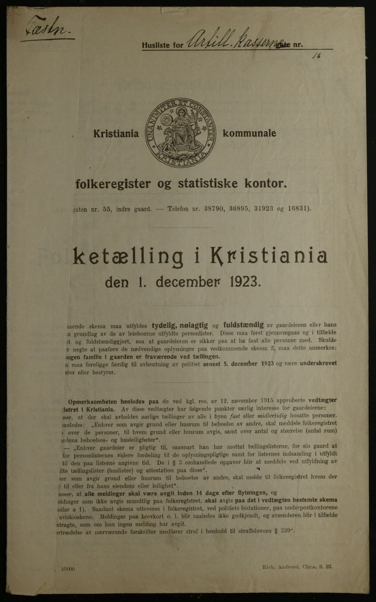 OBA, Kommunal folketelling 1.12.1923 for Kristiania, 1923, s. 27056