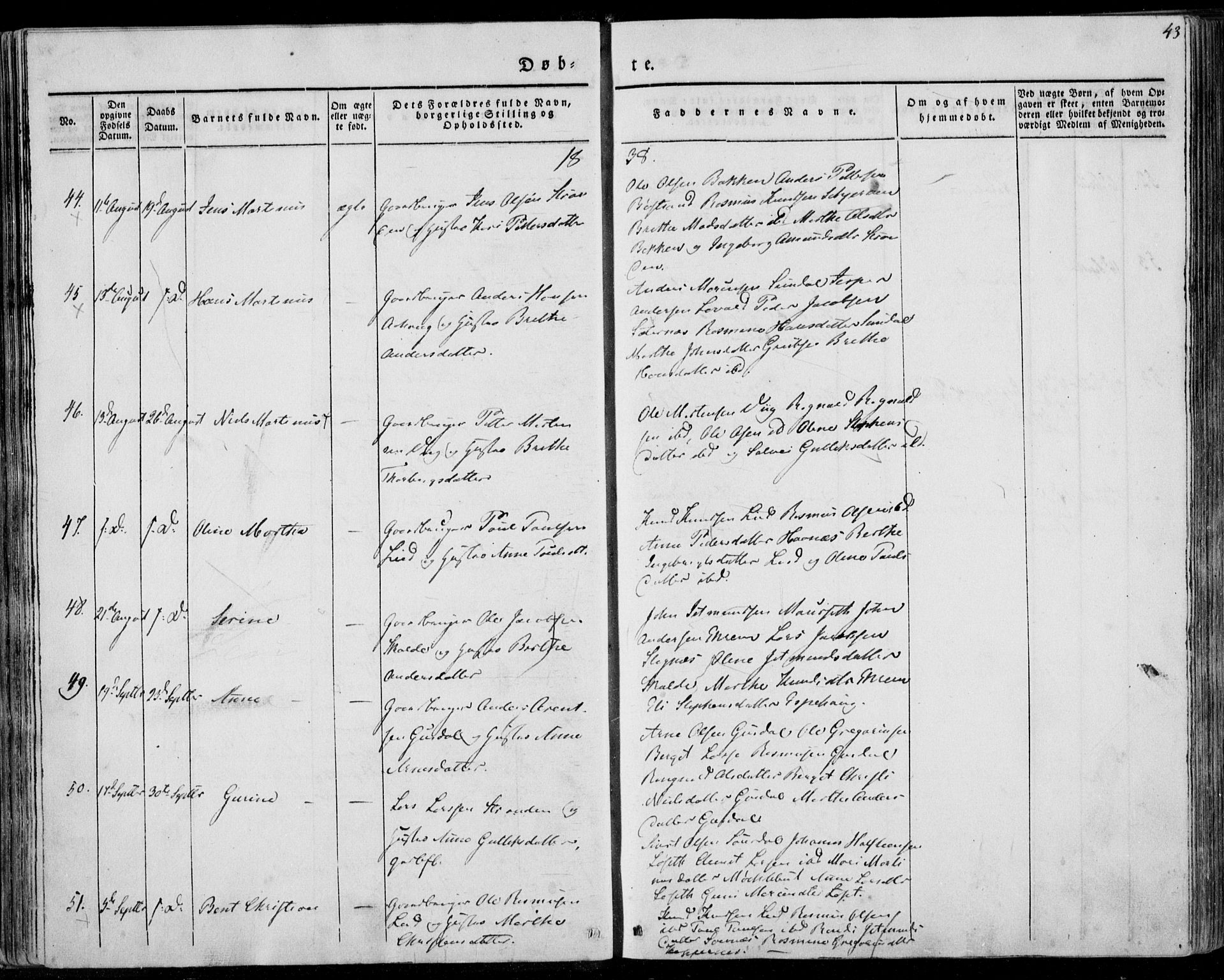 Ministerialprotokoller, klokkerbøker og fødselsregistre - Møre og Romsdal, AV/SAT-A-1454/501/L0005: Ministerialbok nr. 501A05, 1831-1844, s. 43