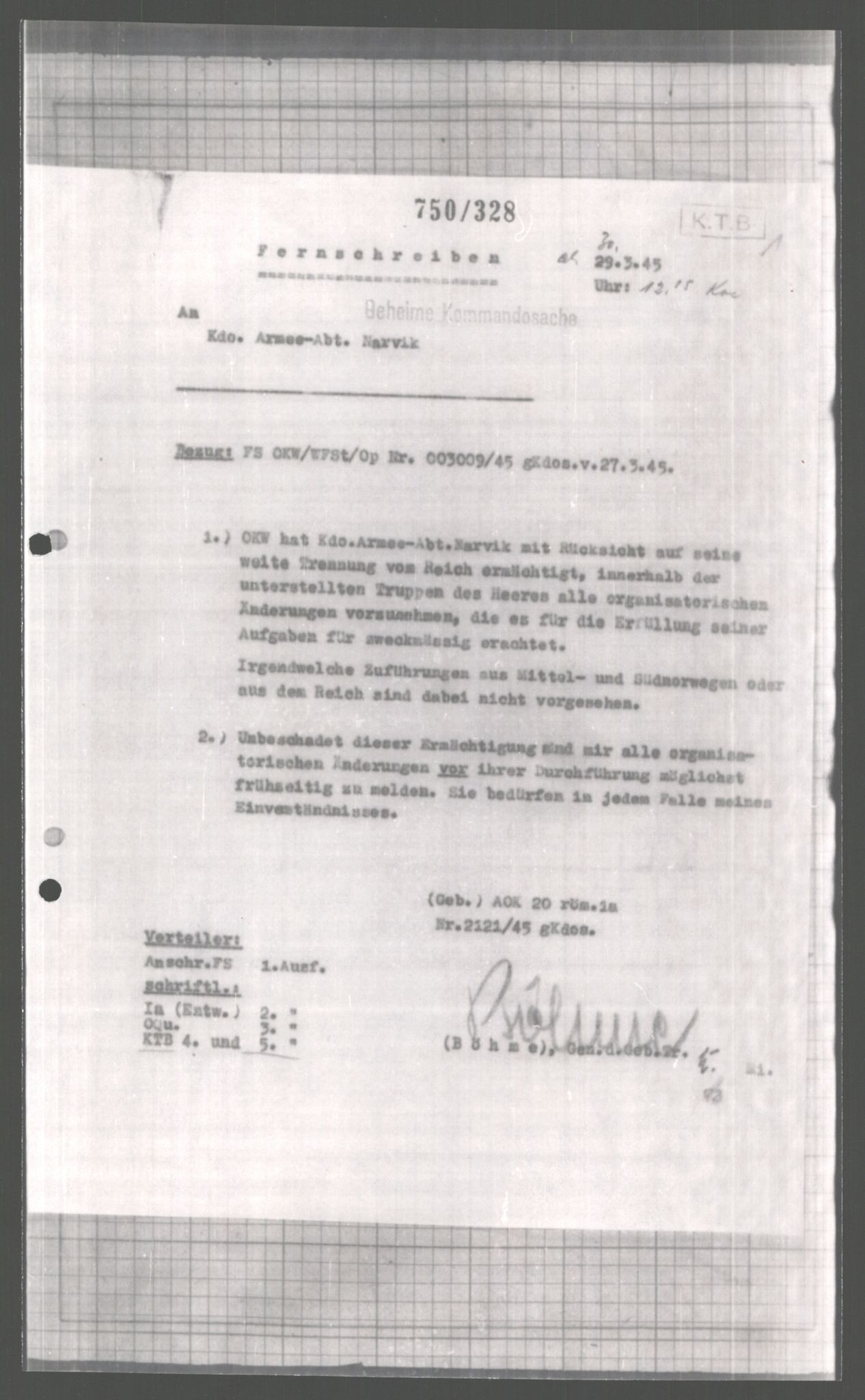 Forsvarets Overkommando. 2 kontor. Arkiv 11.4. Spredte tyske arkivsaker, AV/RA-RAFA-7031/D/Dar/Dara/L0004: Krigsdagbøker for 20. Gebirgs-Armee-Oberkommando (AOK 20), 1945, s. 296