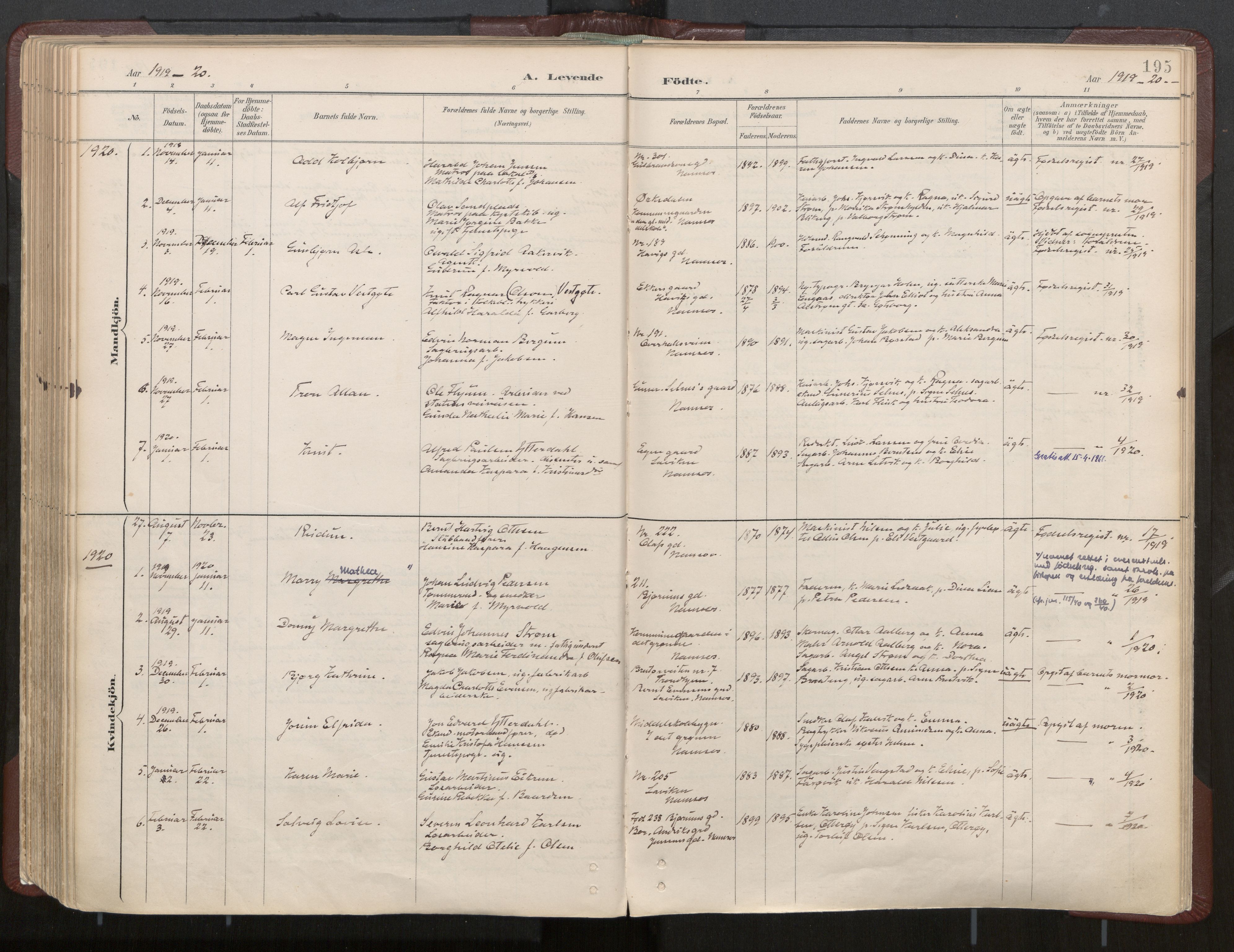 Ministerialprotokoller, klokkerbøker og fødselsregistre - Nord-Trøndelag, AV/SAT-A-1458/768/L0574: Ministerialbok nr. 768A08, 1887-1927, s. 195