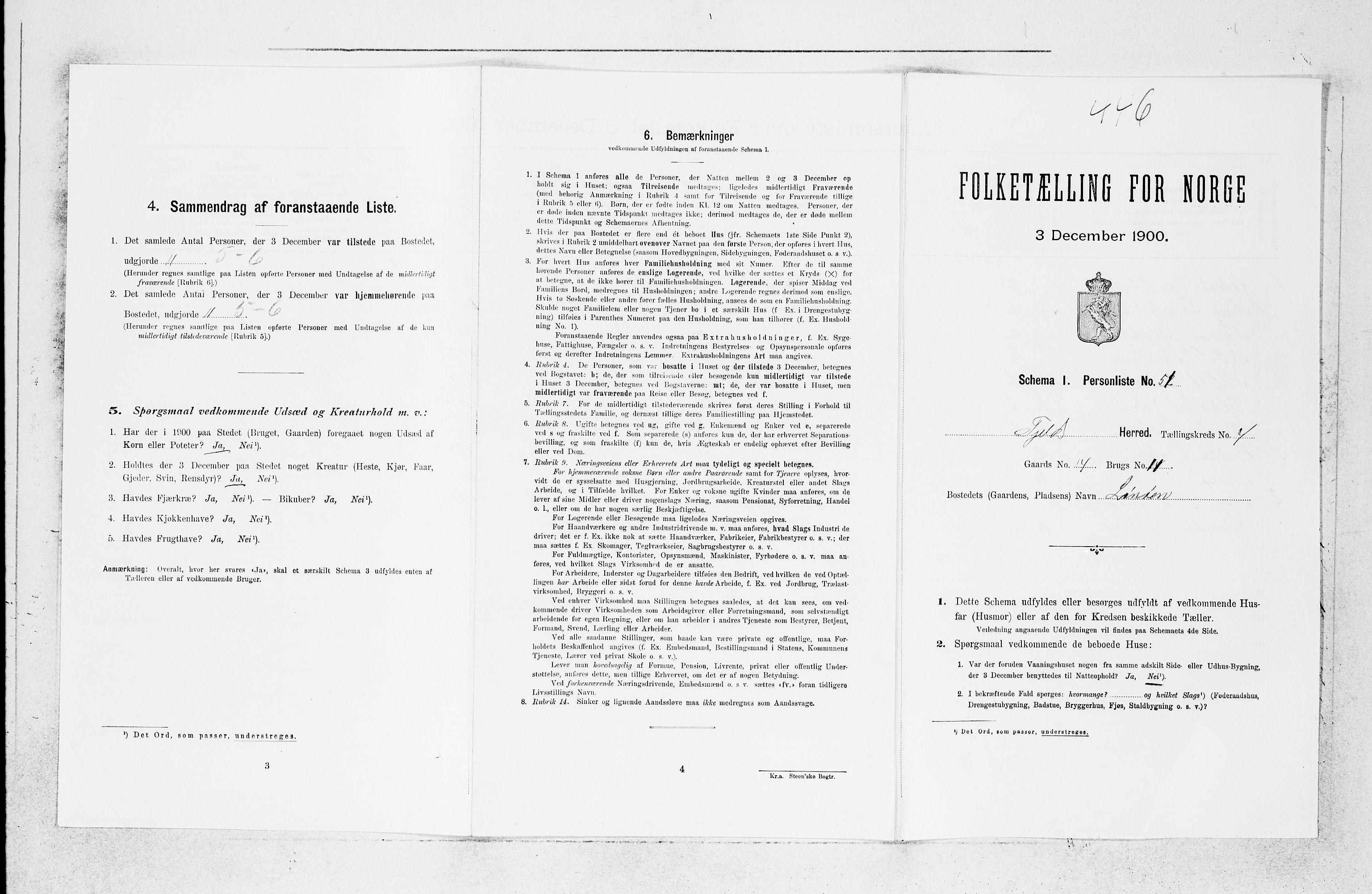 SAB, Folketelling 1900 for 1246 Fjell herred, 1900, s. 536