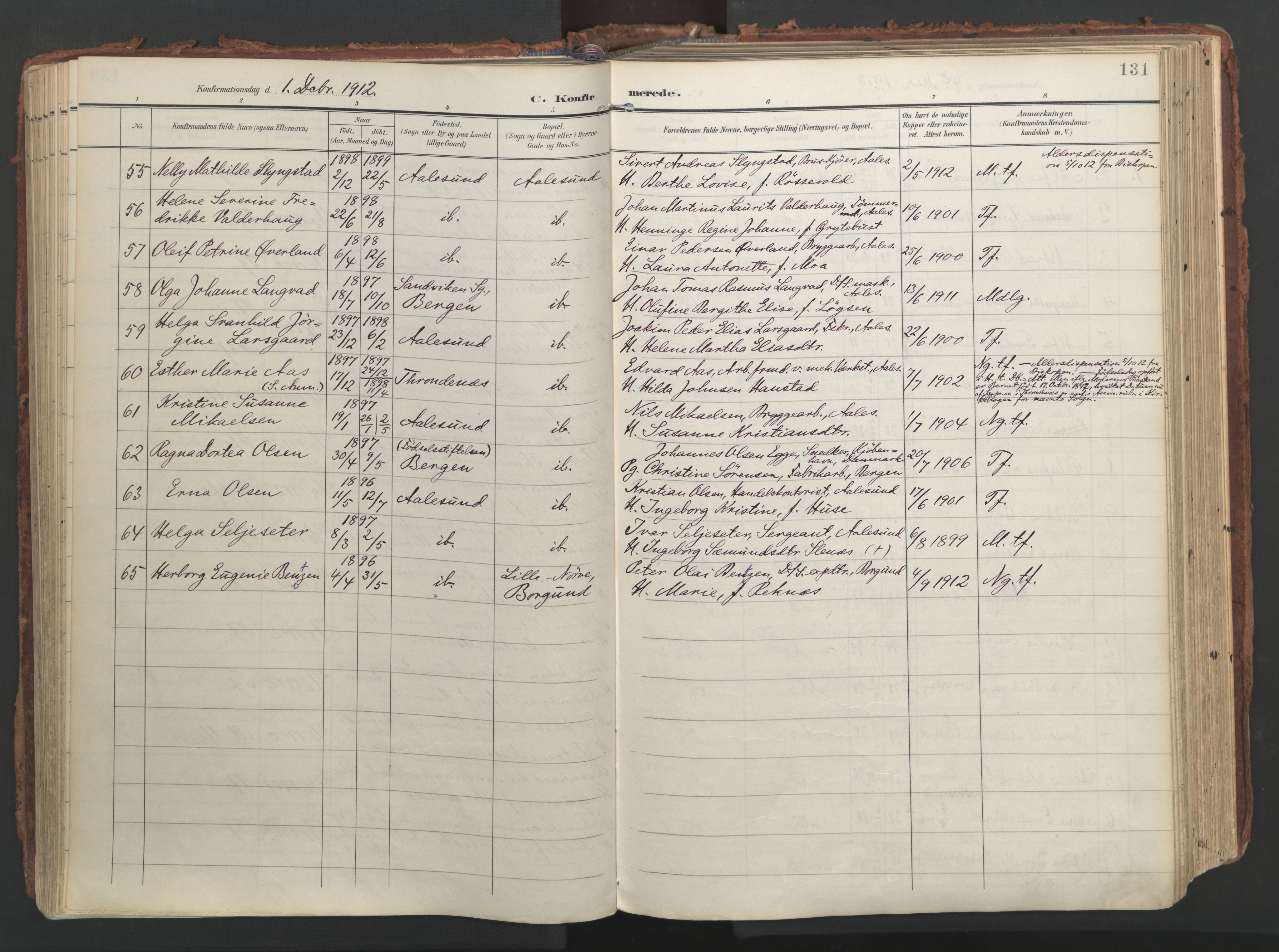 Ministerialprotokoller, klokkerbøker og fødselsregistre - Møre og Romsdal, AV/SAT-A-1454/529/L0459: Ministerialbok nr. 529A09, 1904-1917, s. 131