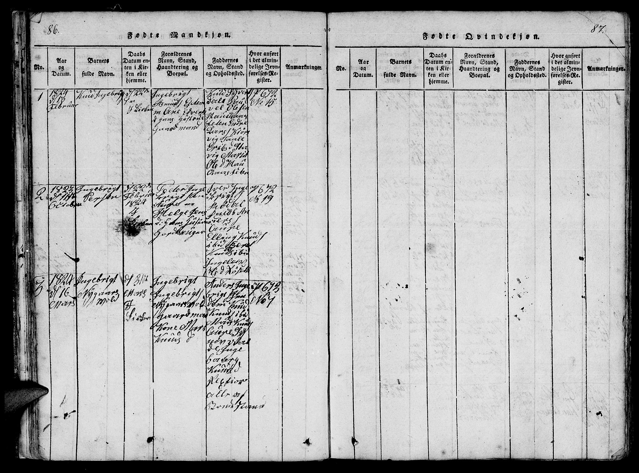 Ministerialprotokoller, klokkerbøker og fødselsregistre - Møre og Romsdal, AV/SAT-A-1454/565/L0747: Ministerialbok nr. 565A01, 1817-1844, s. 86-87