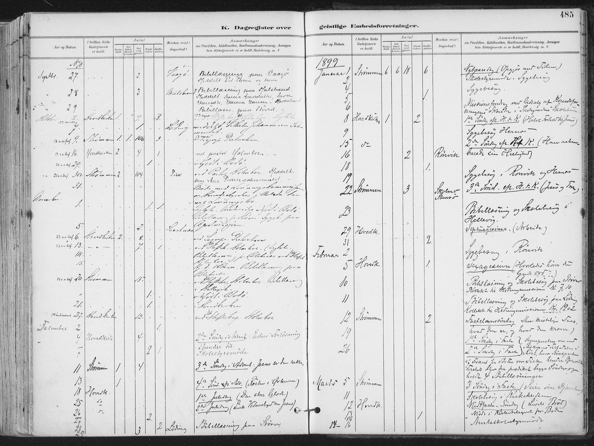 Ministerialprotokoller, klokkerbøker og fødselsregistre - Nordland, AV/SAT-A-1459/802/L0055: Ministerialbok nr. 802A02, 1894-1915, s. 485