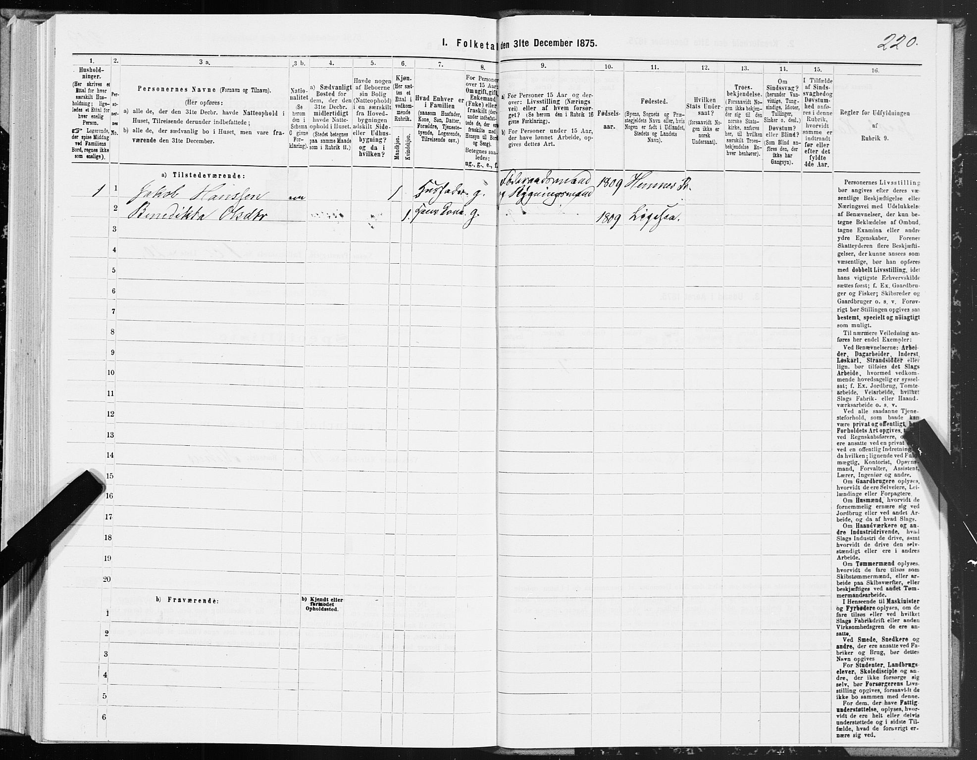 SAT, Folketelling 1875 for 1828P Nesna prestegjeld, 1875, s. 1220