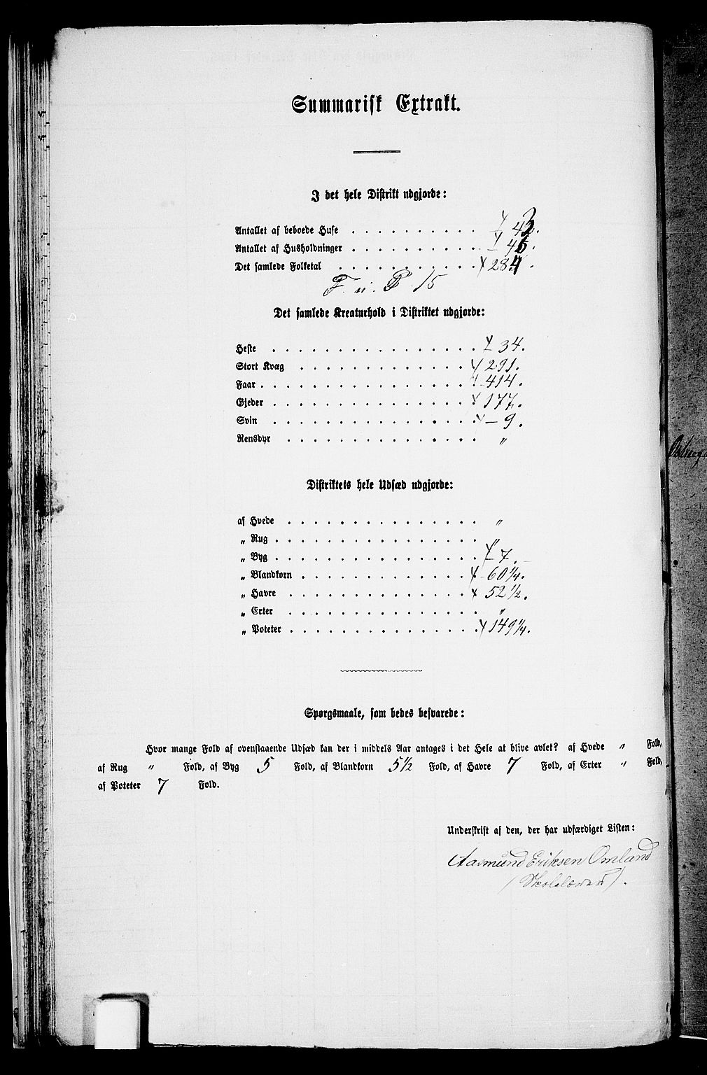 RA, Folketelling 1865 for 0980P Åseral prestegjeld, 1865, s. 33