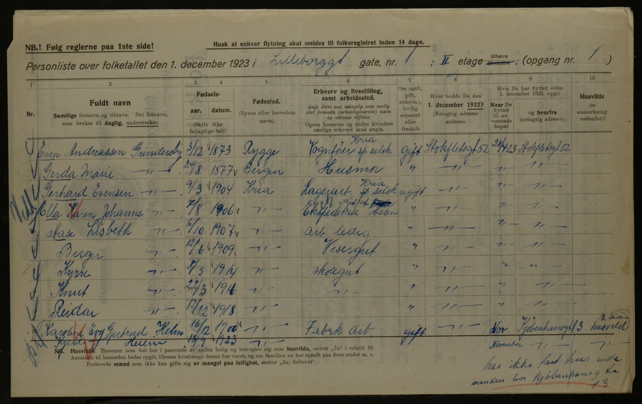 OBA, Kommunal folketelling 1.12.1923 for Kristiania, 1923, s. 63780