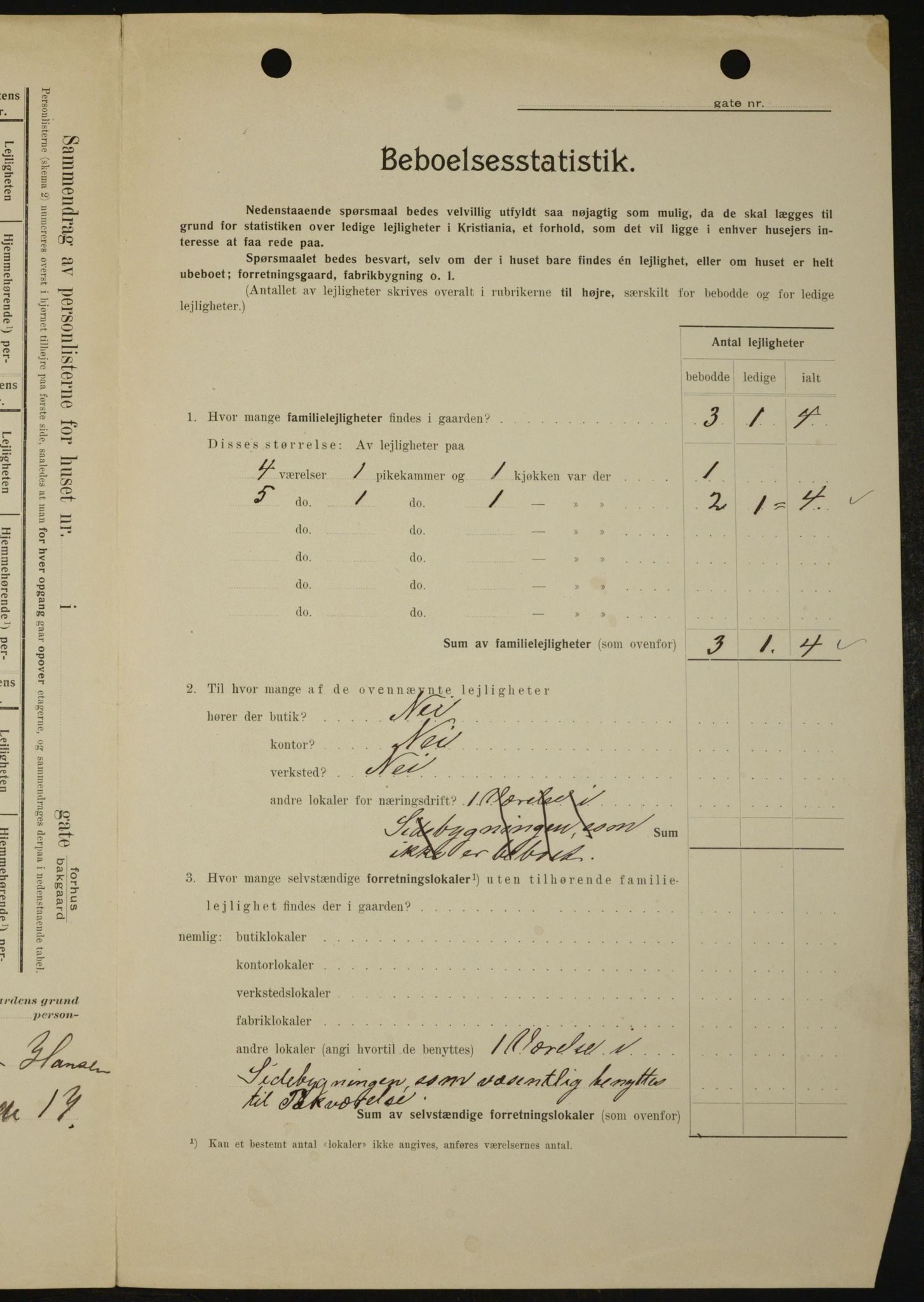 OBA, Kommunal folketelling 1.2.1909 for Kristiania kjøpstad, 1909, s. 113782