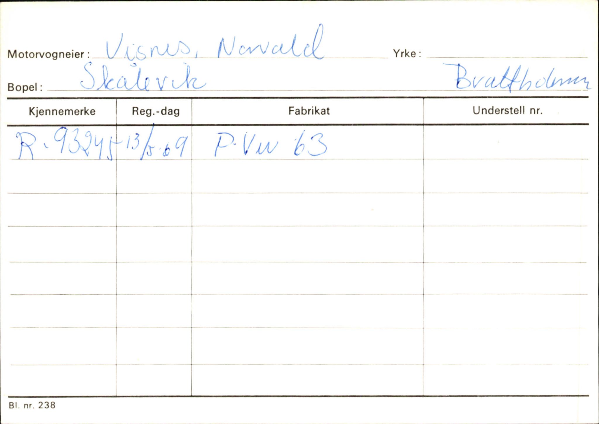 Statens vegvesen, Hordaland vegkontor, AV/SAB-A-5201/2/Ha/L0060: R-eierkort V-W, 1920-1971, s. 49