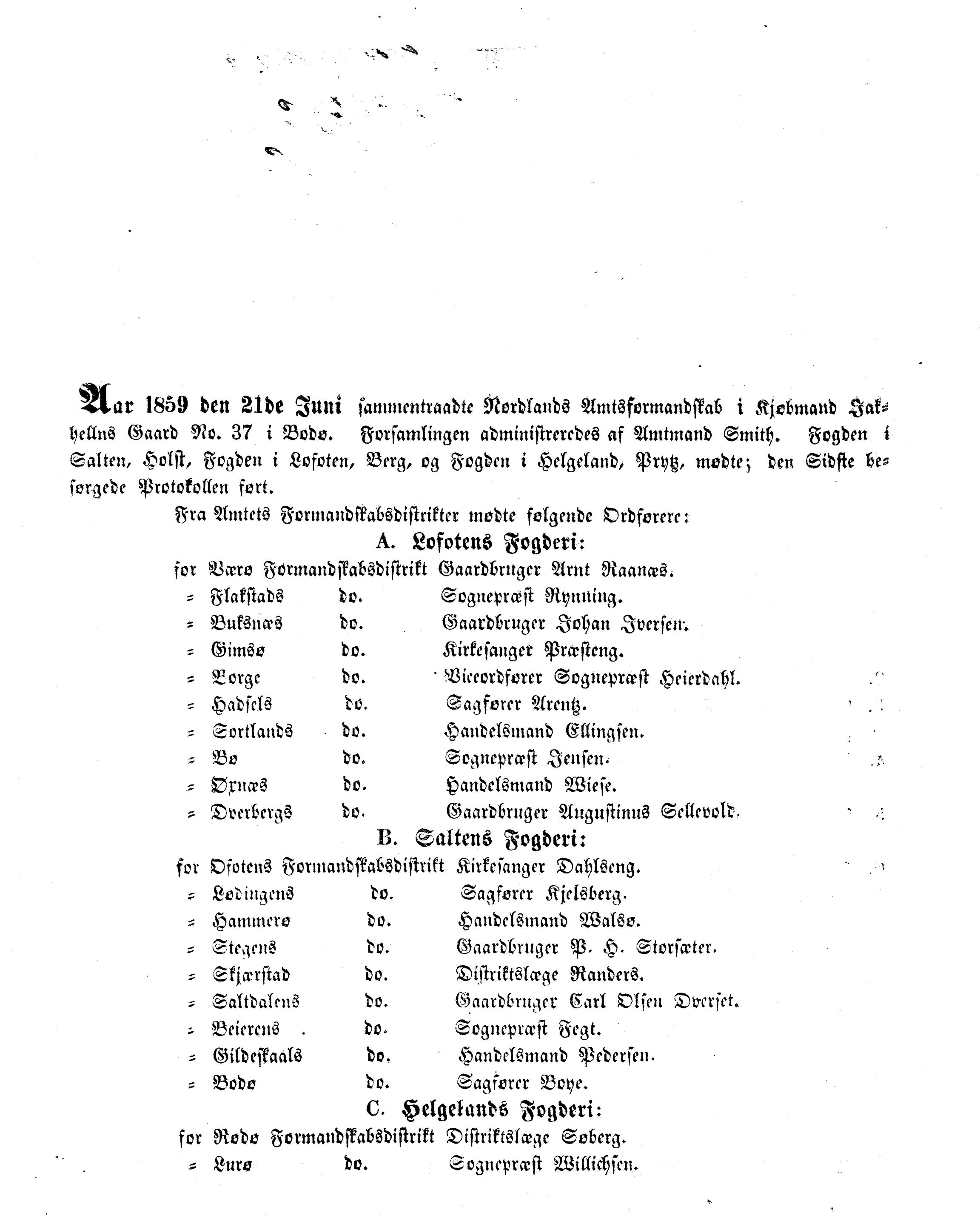 Nordland Fylkeskommune. Fylkestinget, AIN/NFK-17/176/A/Ac/L0003: Fylkestingsforhandlinger 1850-1860, 1850-1860