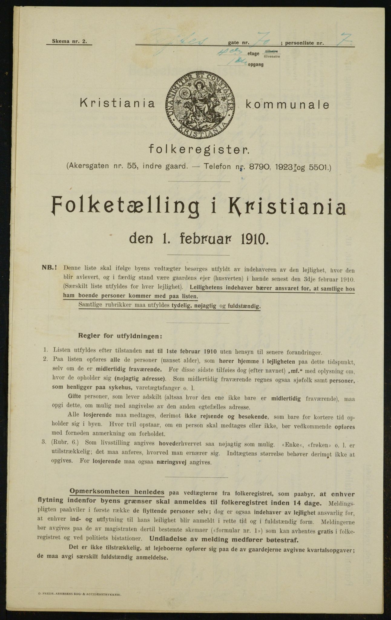 OBA, Kommunal folketelling 1.2.1910 for Kristiania, 1910, s. 107301