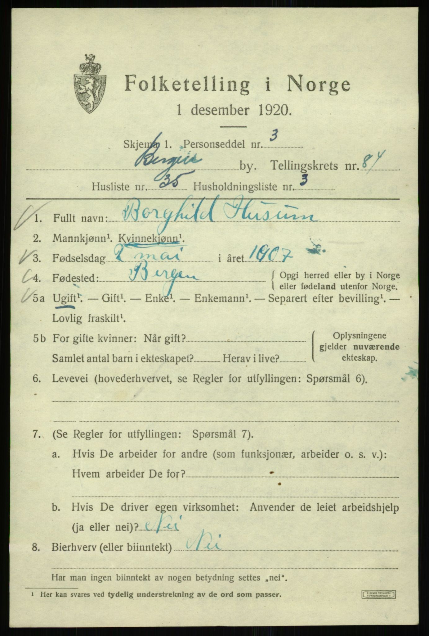 SAB, Folketelling 1920 for 1301 Bergen kjøpstad, 1920, s. 156635