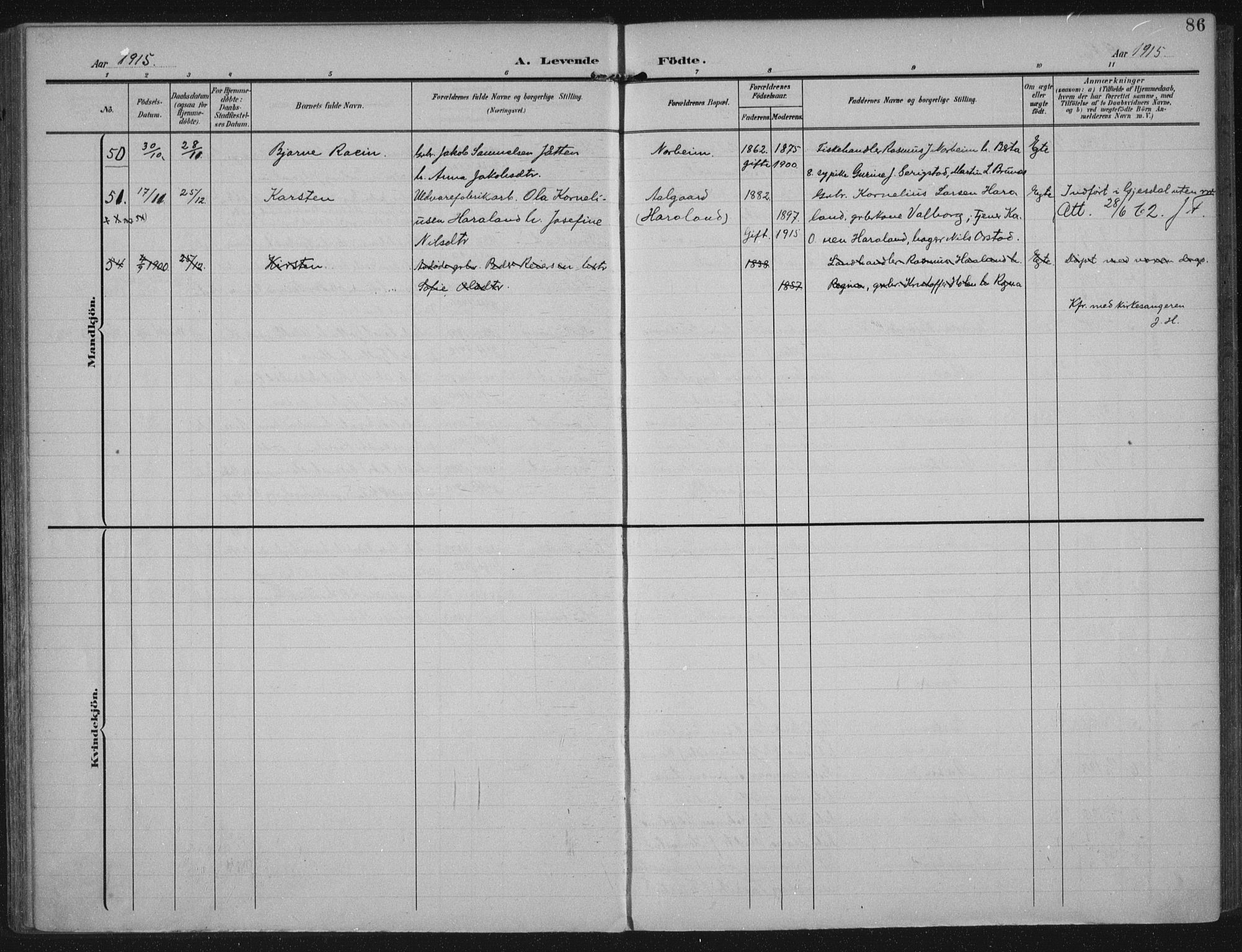 Lye sokneprestkontor, AV/SAST-A-101794/002/A/L0001: Ministerialbok nr. A 12, 1904-1920, s. 86