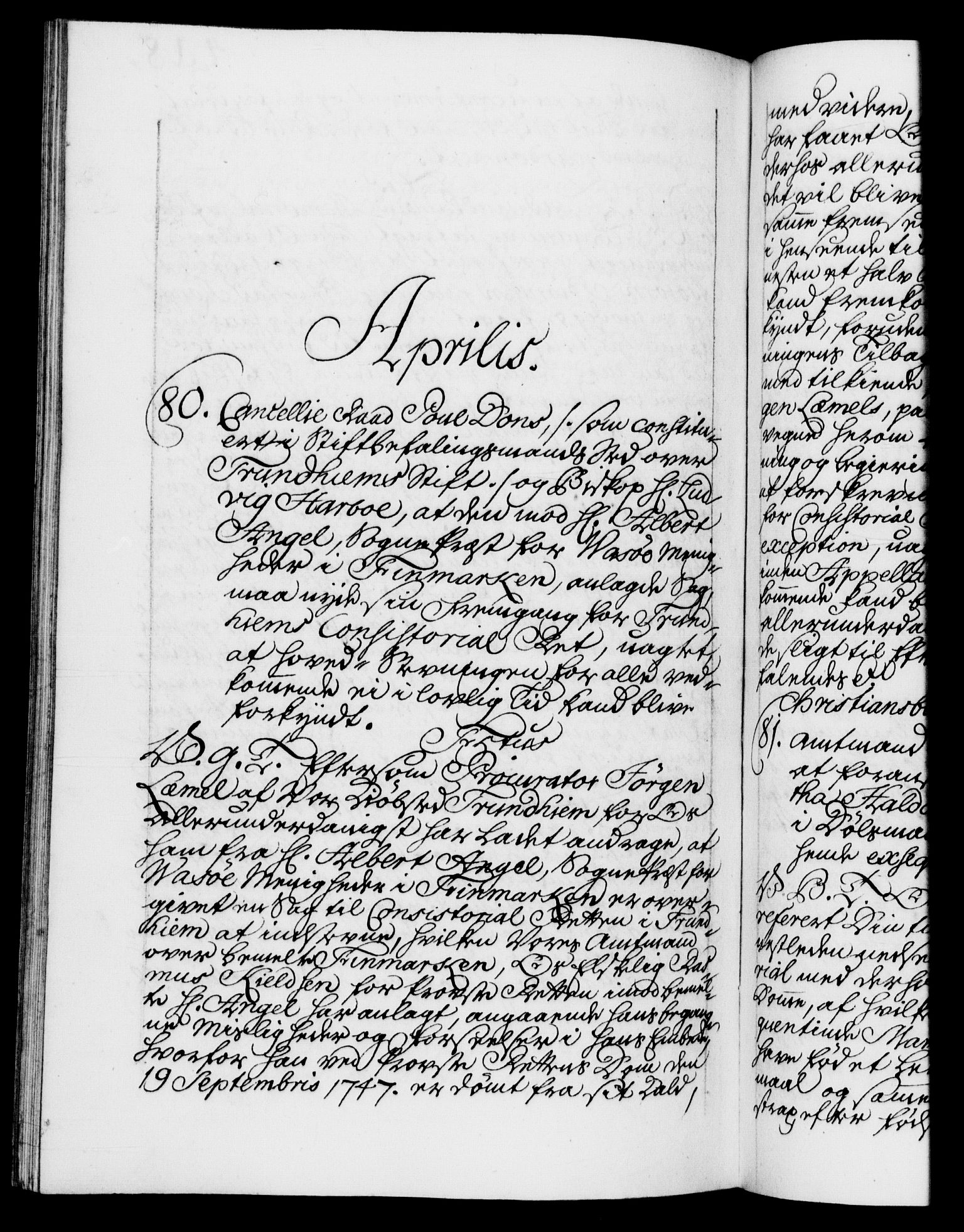 Danske Kanselli 1572-1799, RA/EA-3023/F/Fc/Fca/Fcab/L0031: Norske tegnelser, 1746-1748, s. 418b