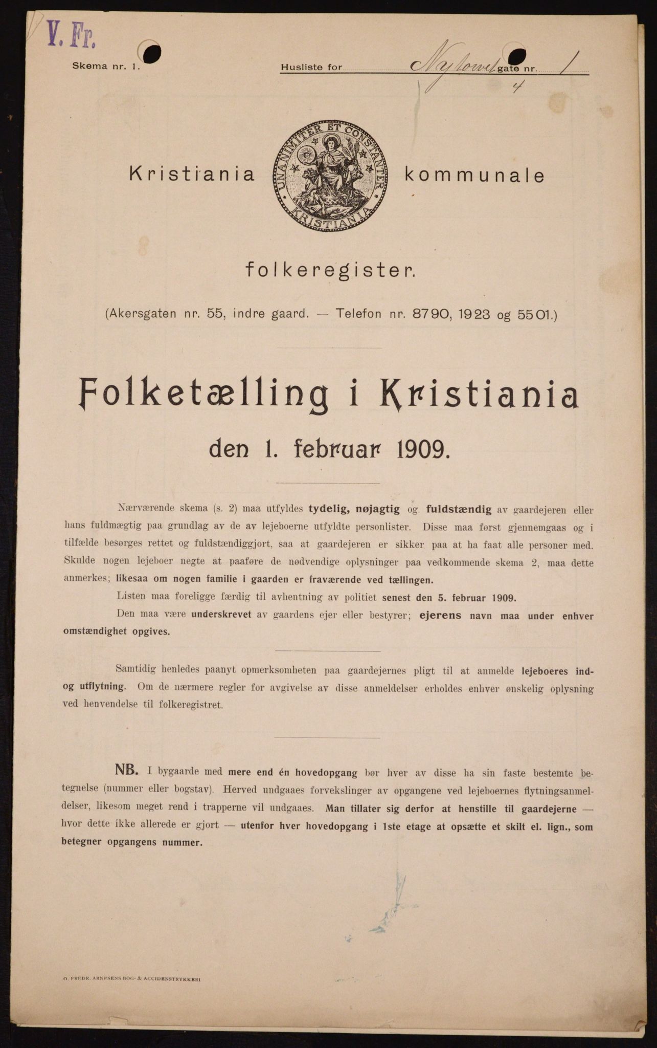 OBA, Kommunal folketelling 1.2.1909 for Kristiania kjøpstad, 1909, s. 67068