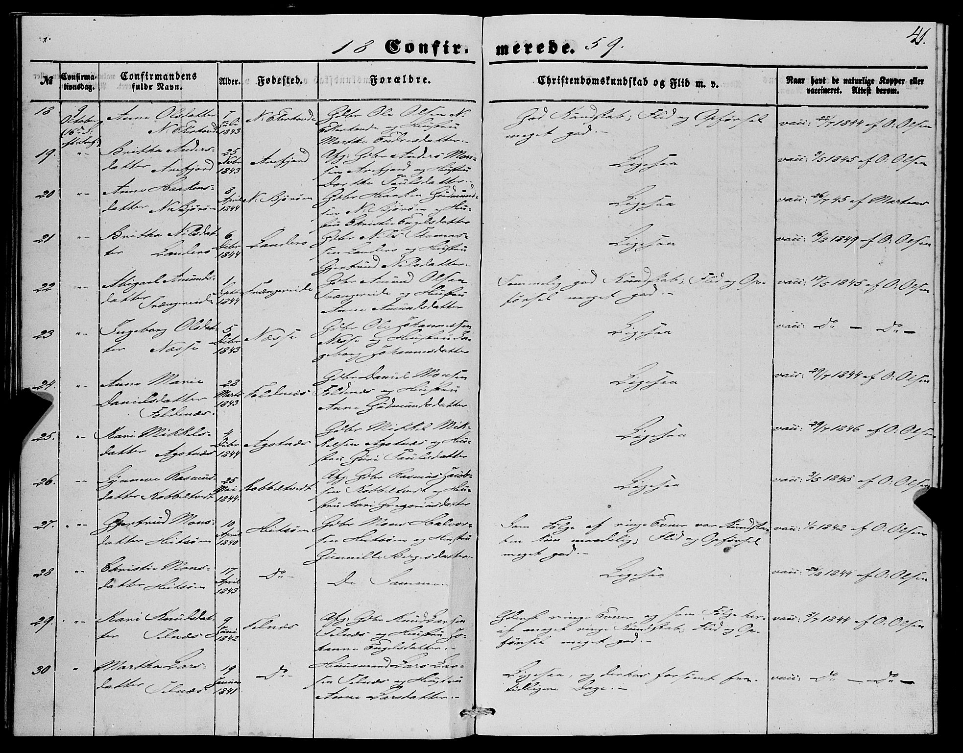 Fjell sokneprestembete, AV/SAB-A-75301/H/Haa: Ministerialbok nr. A 4, 1851-1870, s. 41