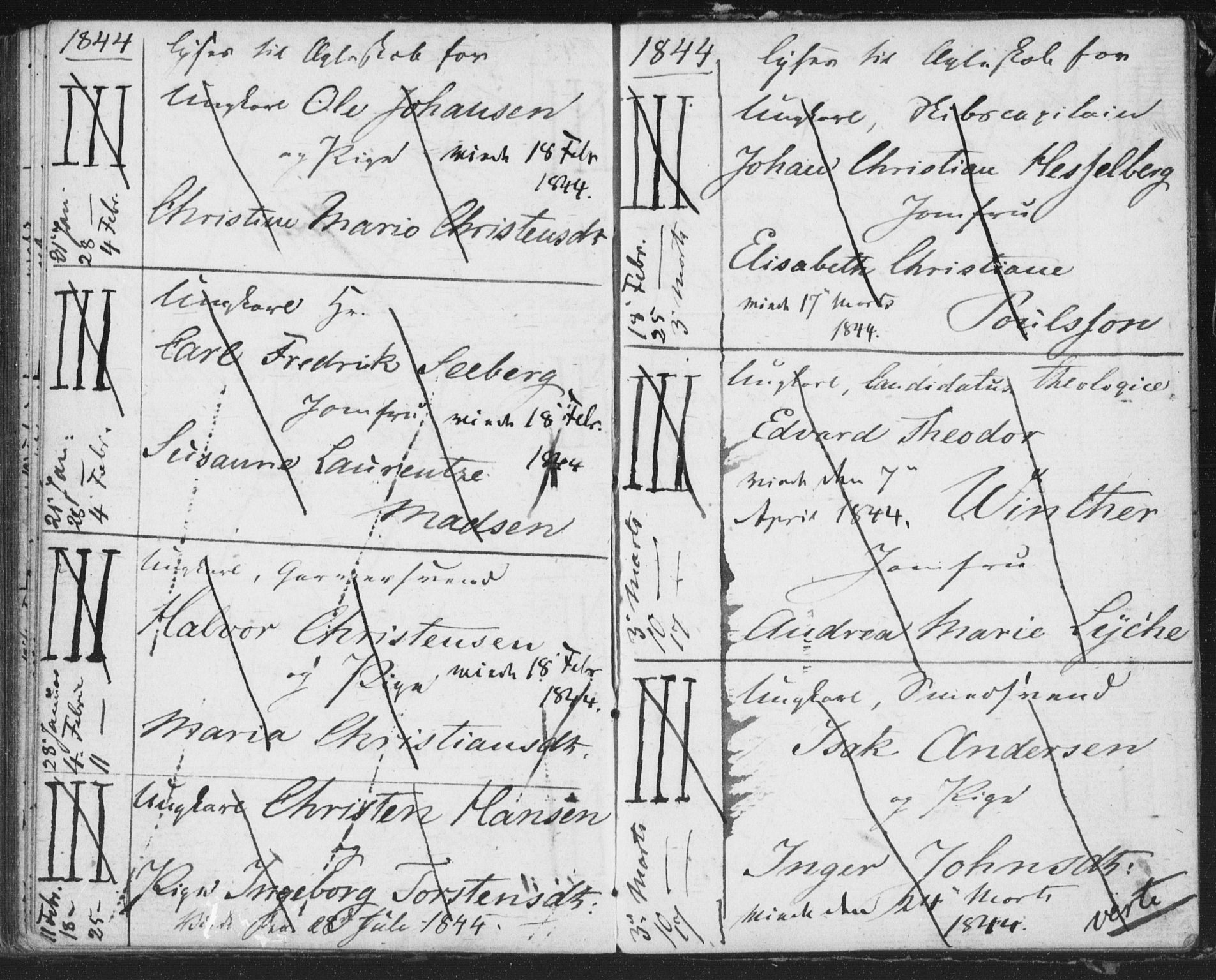 Bragernes kirkebøker, SAKO/A-6/H/Ha/L0002: Lysningsprotokoll nr. 2, 1832-1846
