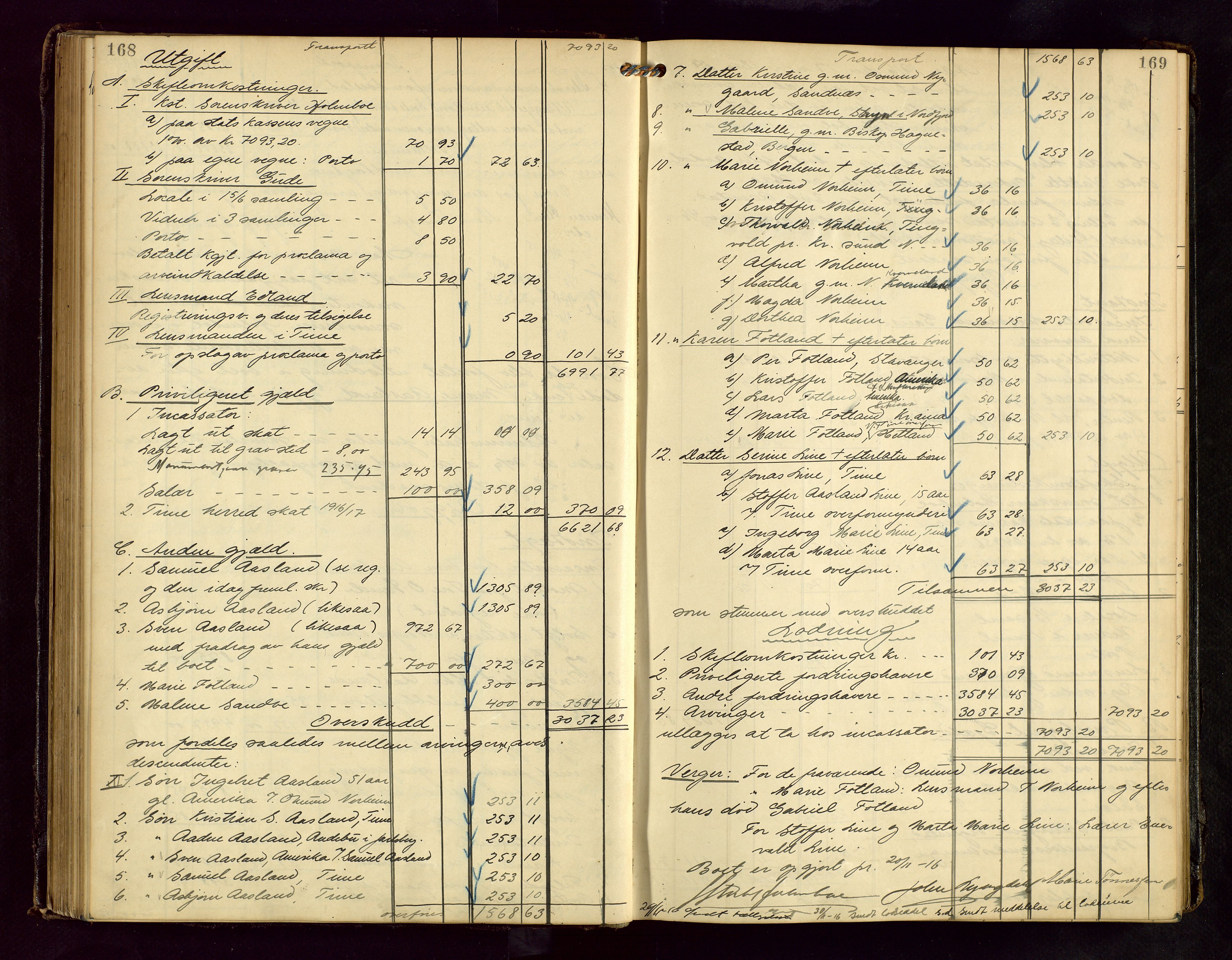 Jæren sorenskriveri, AV/SAST-A-100310/01/5/50/50BB/L0008: SKIFTEUTLODNINGSPROTOKOLL, 1914-1920, s. 168-169