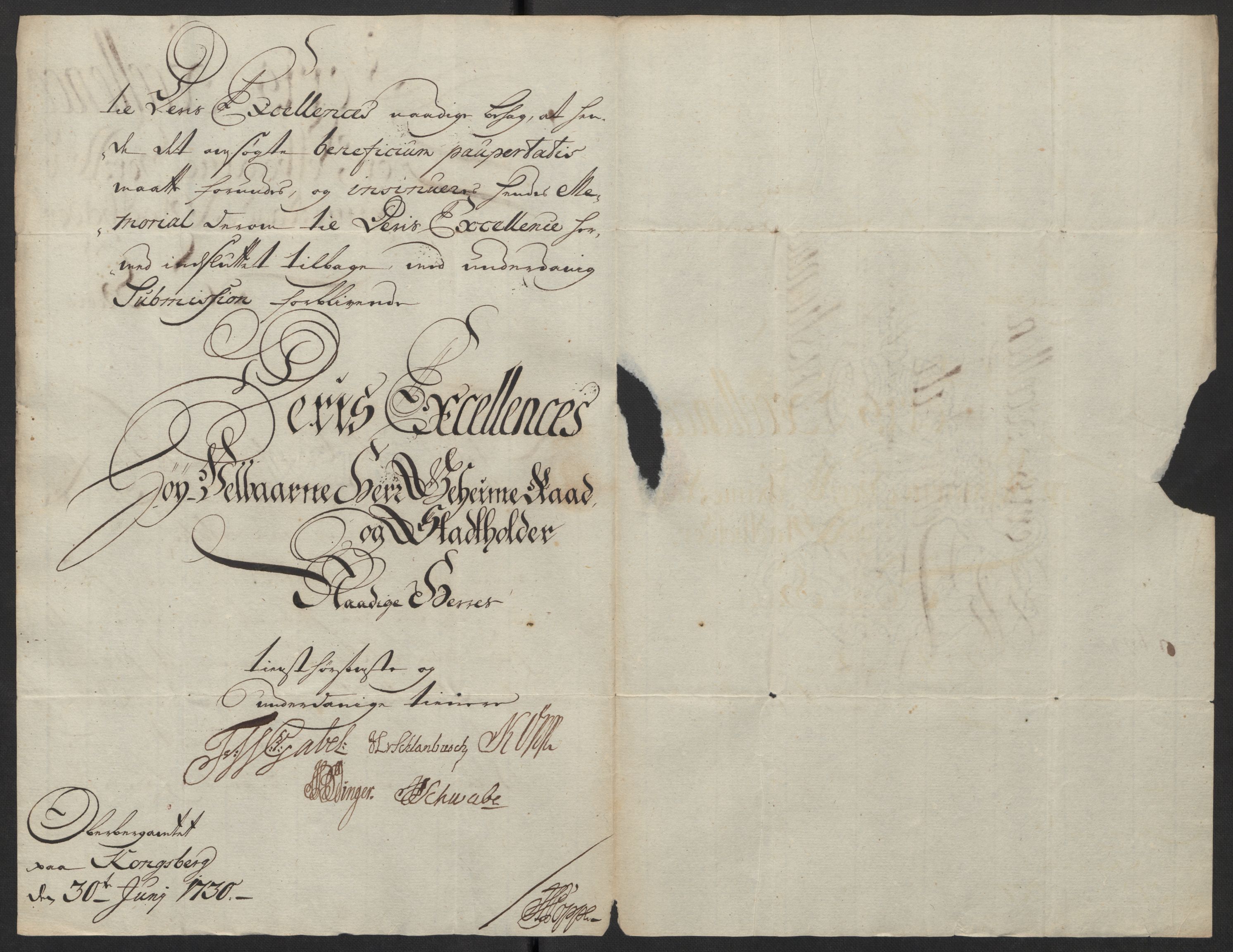 Stattholderembetet 1572-1771, AV/RA-EA-2870/Ef/L0106: Brev fra embetsmenn og andre, 1730-1732, s. 55