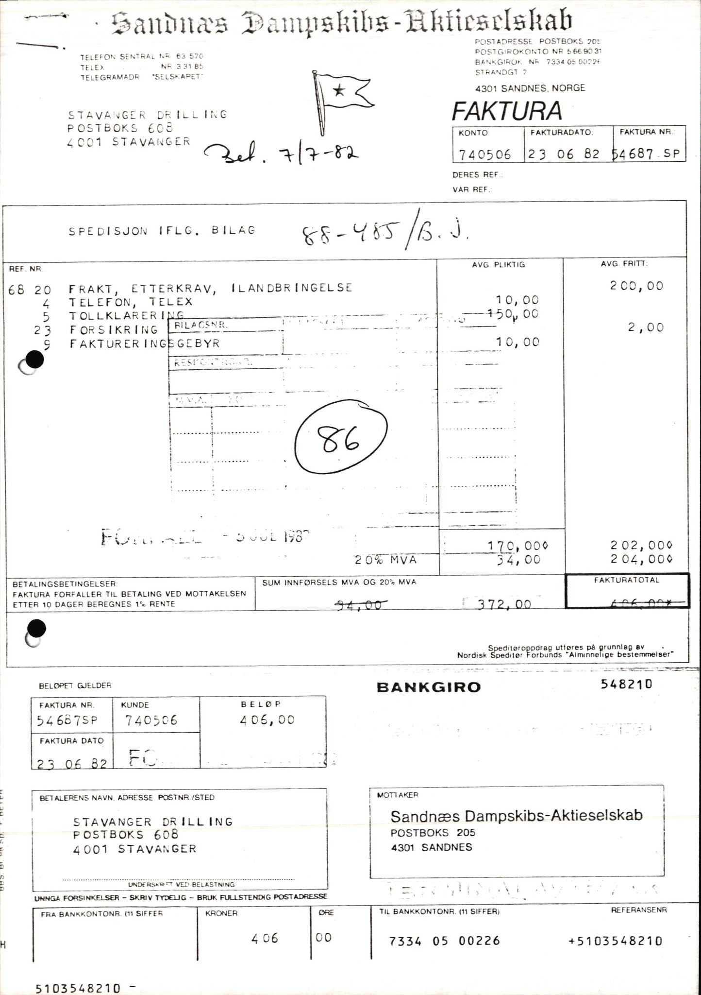 Pa 1503 - Stavanger Drilling AS, AV/SAST-A-101906/2/E/Ec/Eca/L0014: Sak og korrespondanse, 1977-1987