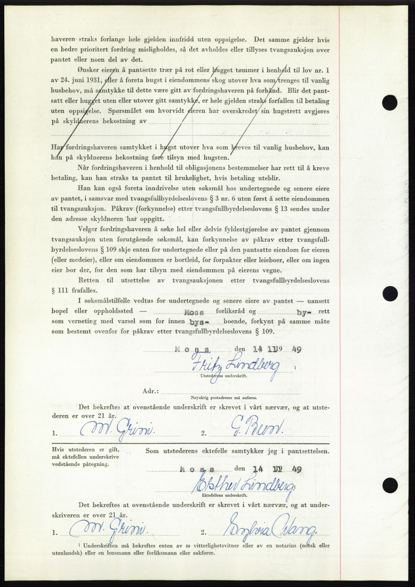 Moss sorenskriveri, SAO/A-10168: Pantebok nr. B23, 1949-1950, Dagboknr: 3490/1949