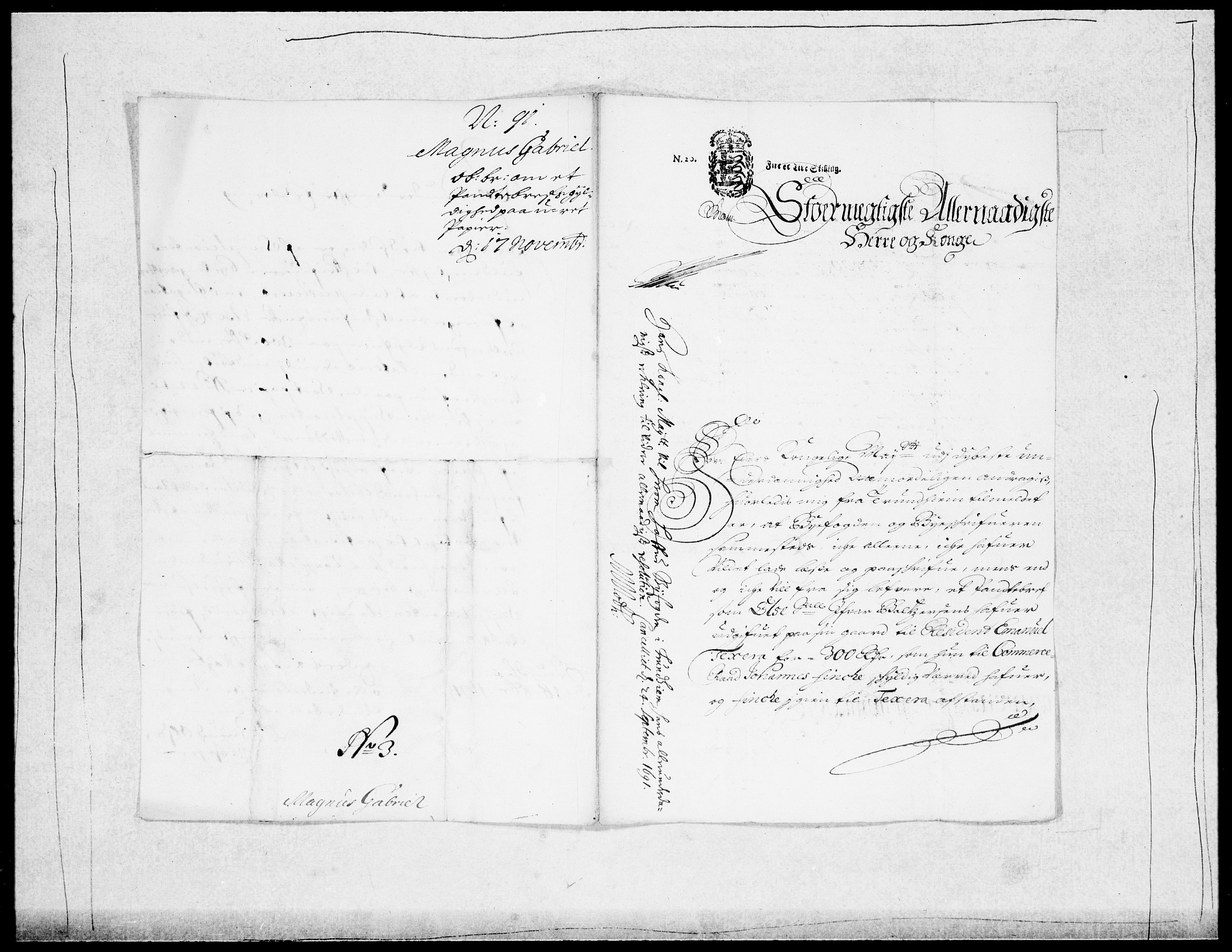 Danske Kanselli 1572-1799, AV/RA-EA-3023/F/Fc/Fcc/Fcca/L0044: Norske innlegg 1572-1799, 1690-1691, s. 420