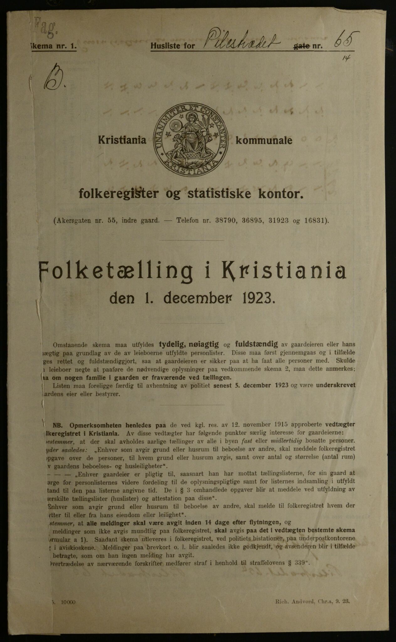 OBA, Kommunal folketelling 1.12.1923 for Kristiania, 1923, s. 87897